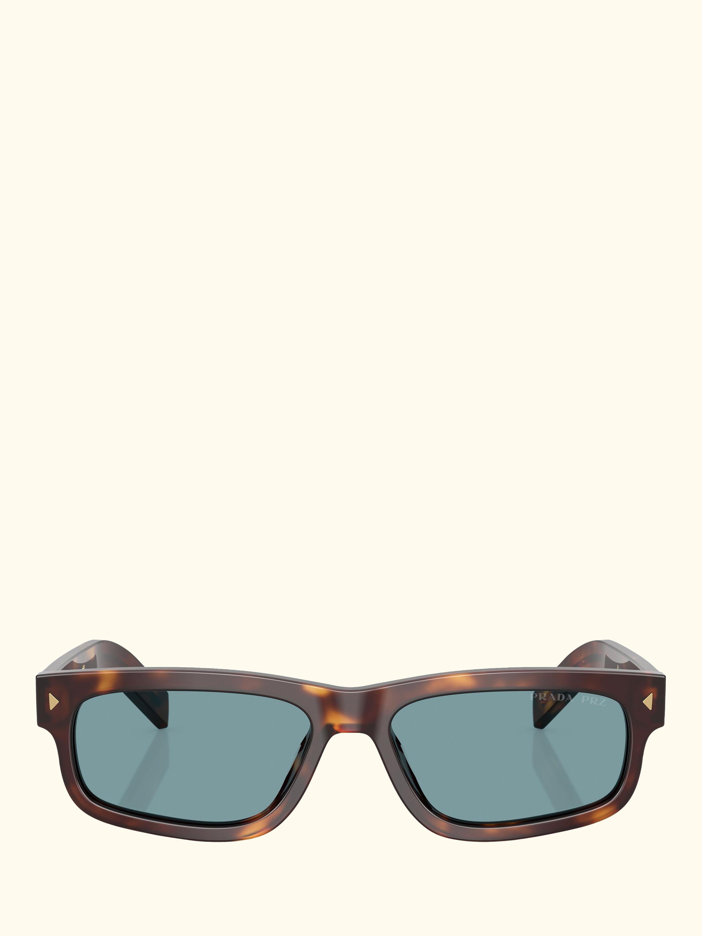 PR B11S Men's Polarised Rectangular Sunglasses, Classic Tortoise/Blue