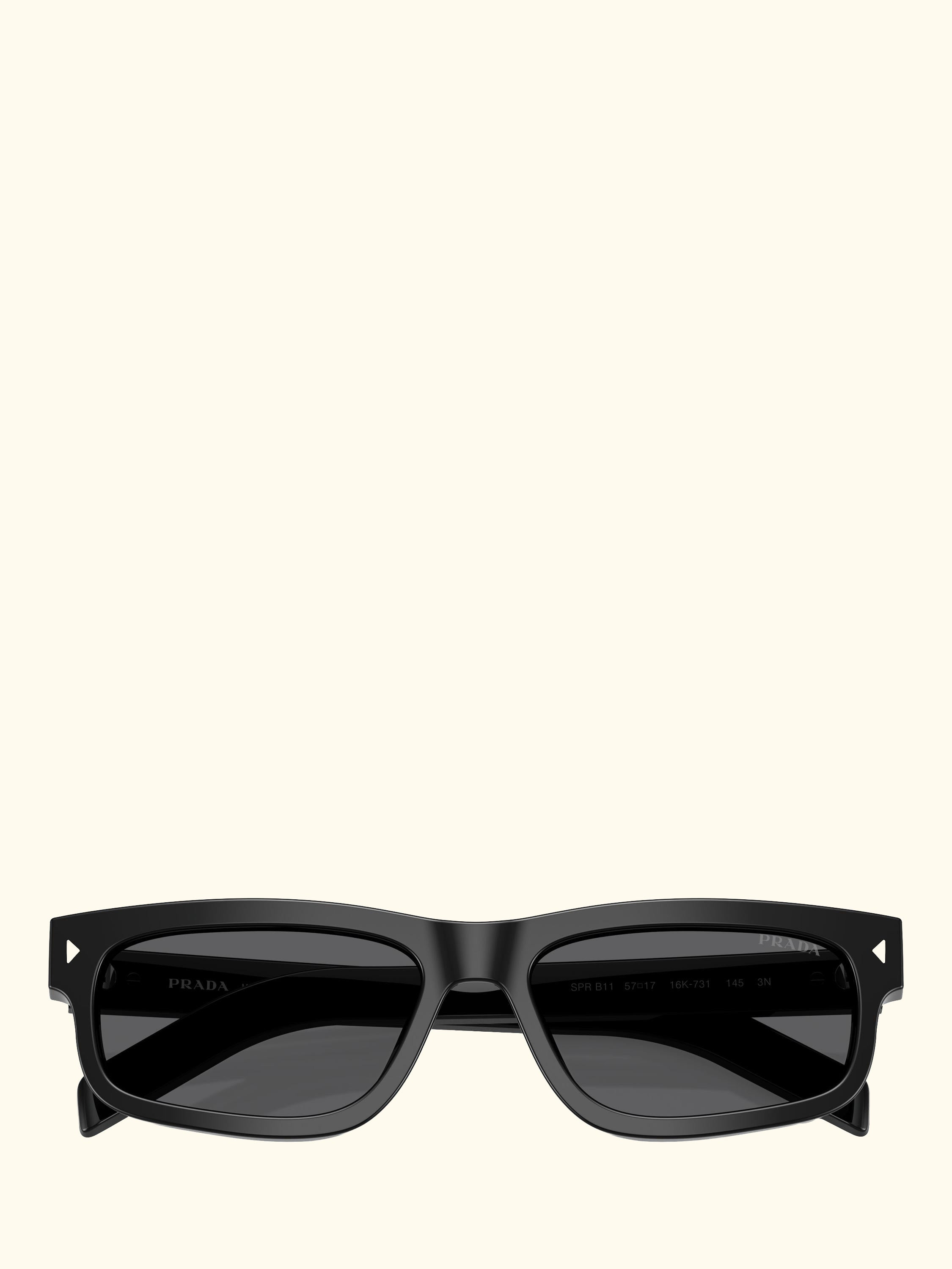 PR B11S Men's Rectangular Sunglasses, Black/Grey