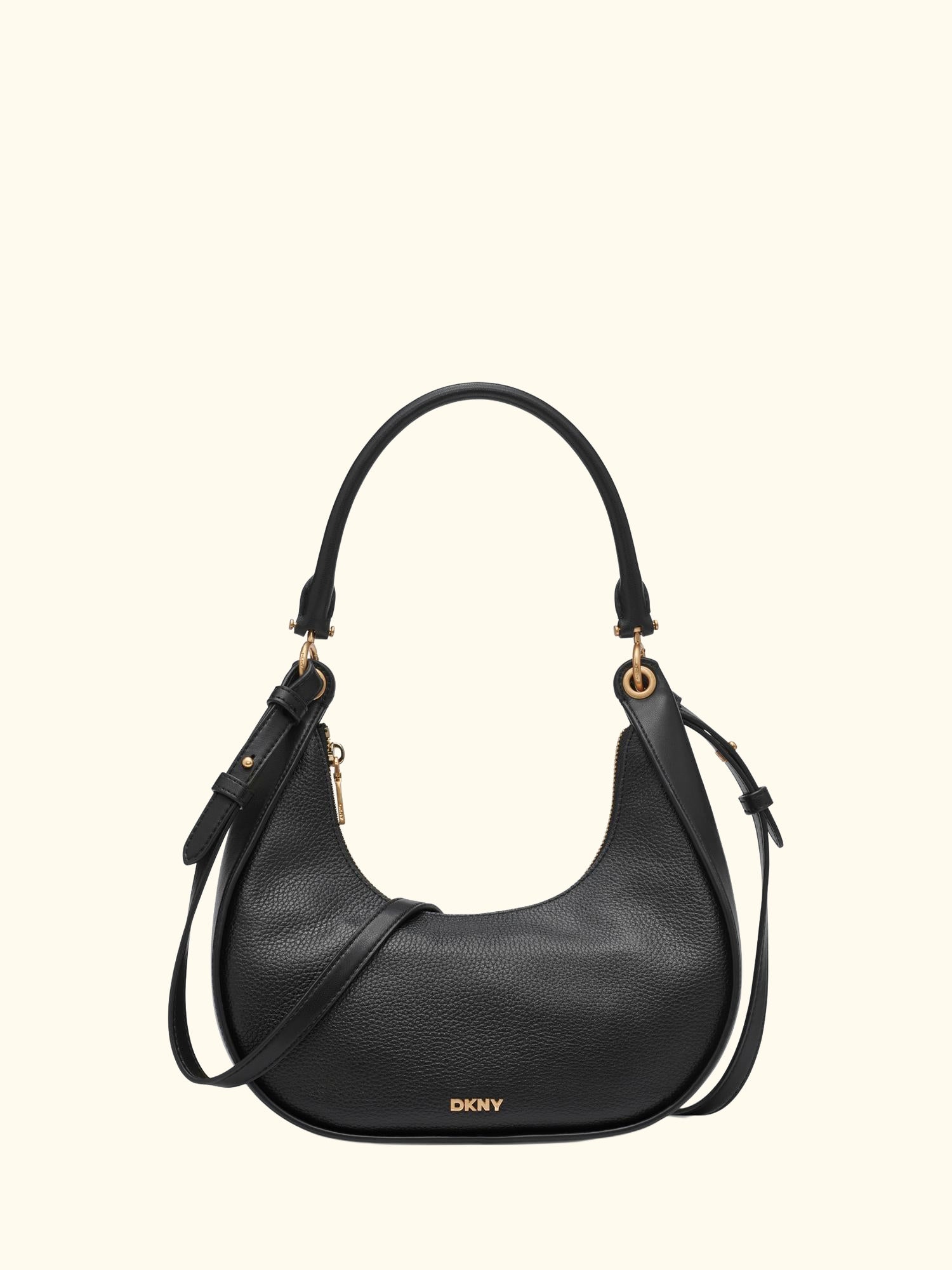 Abby Hobo Leather Cross Body Bag, Black