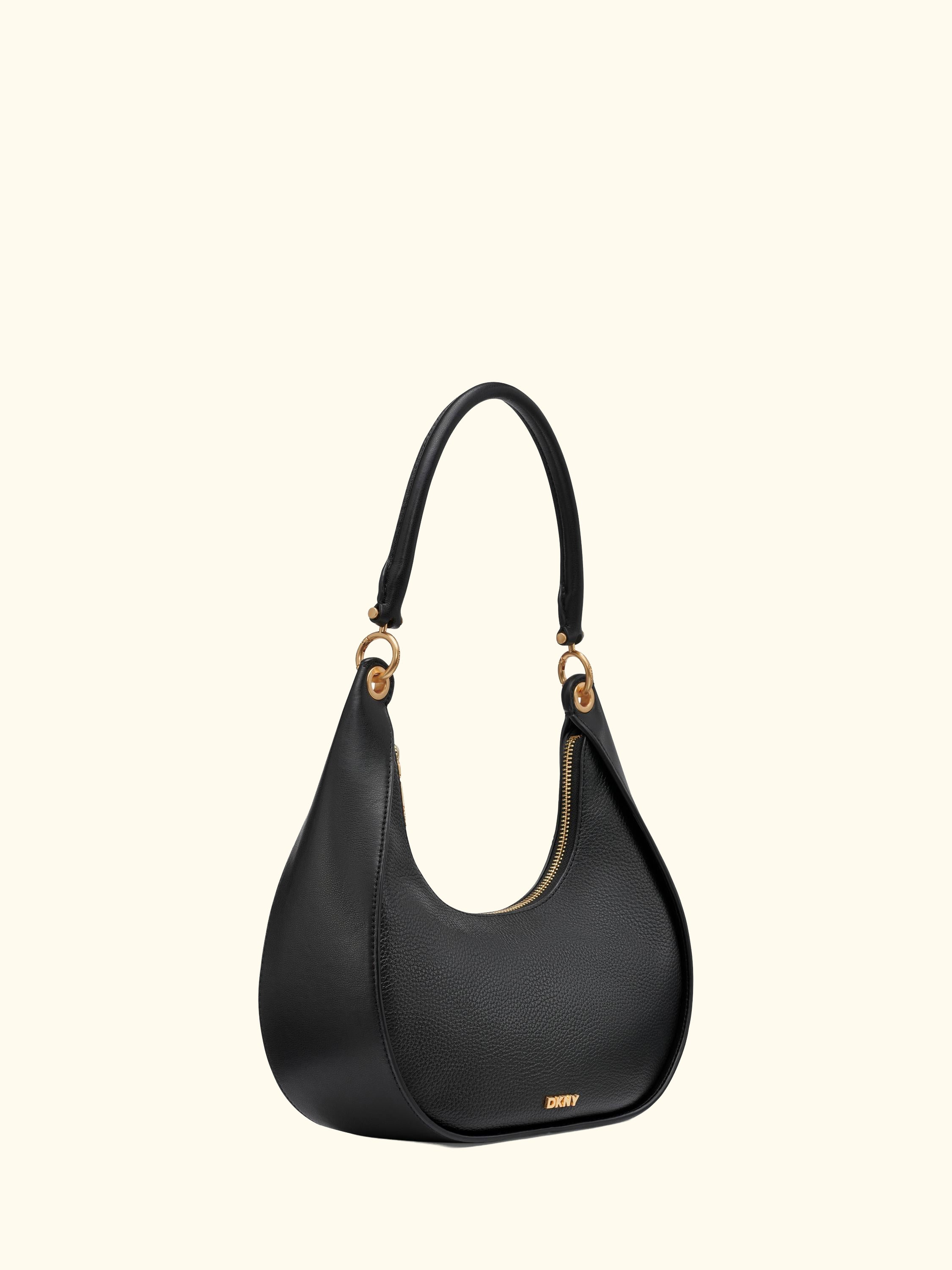Abby Hobo Leather Cross Body Bag, Black