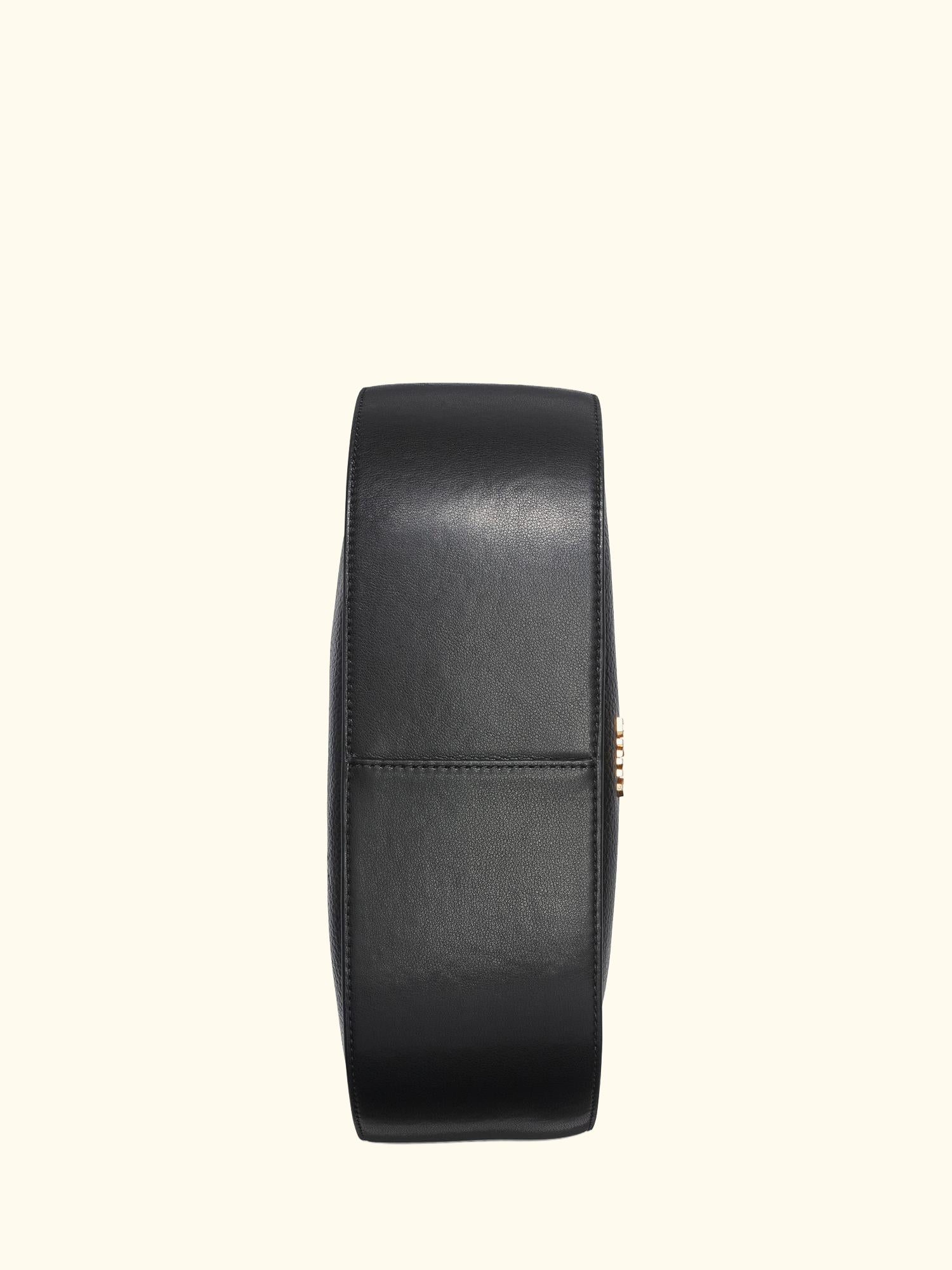 Abby Hobo Leather Cross Body Bag, Black