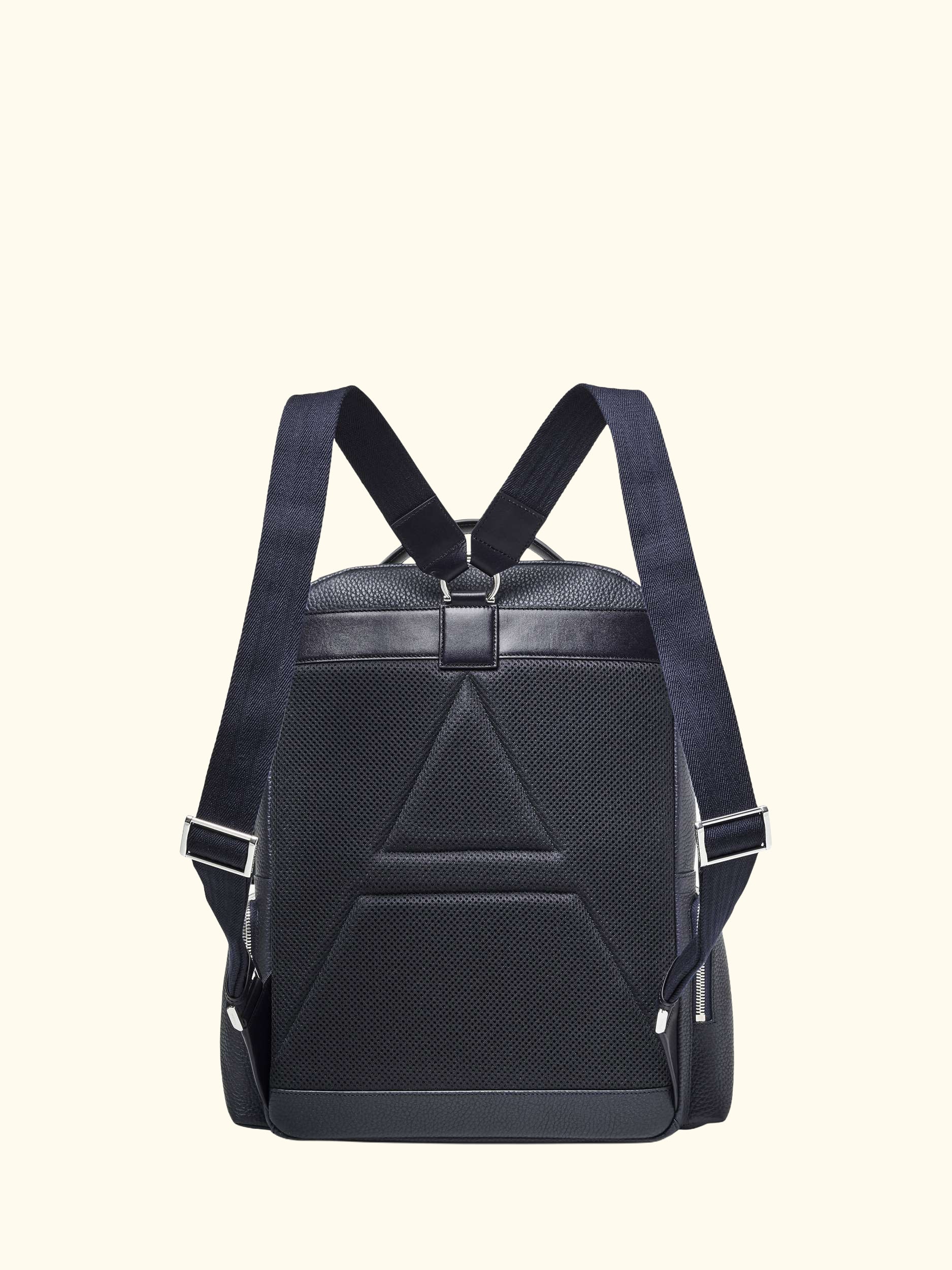 Reporter Leather Zipped Rucksack, Navy