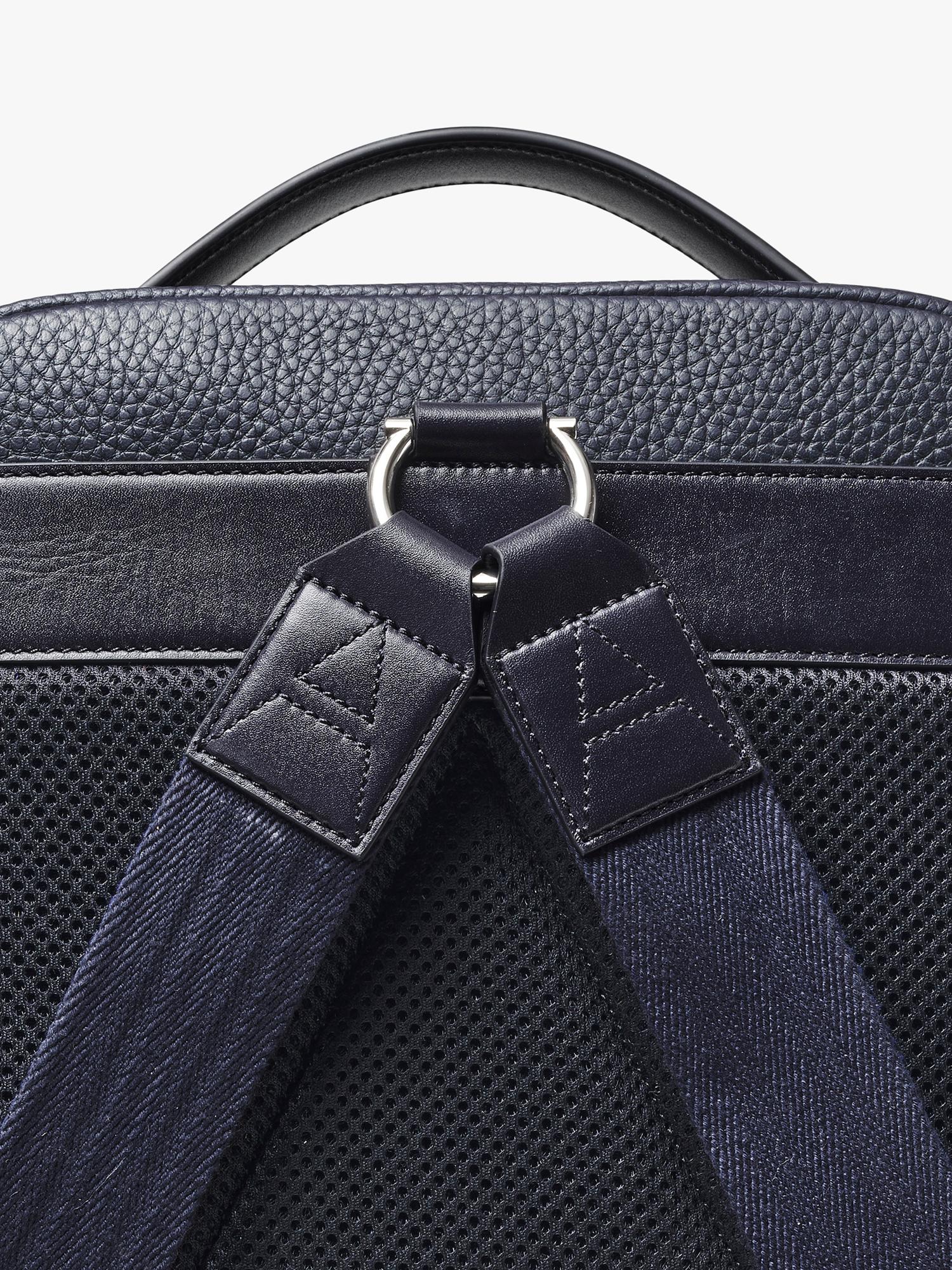 Reporter Leather Zipped Rucksack, Navy