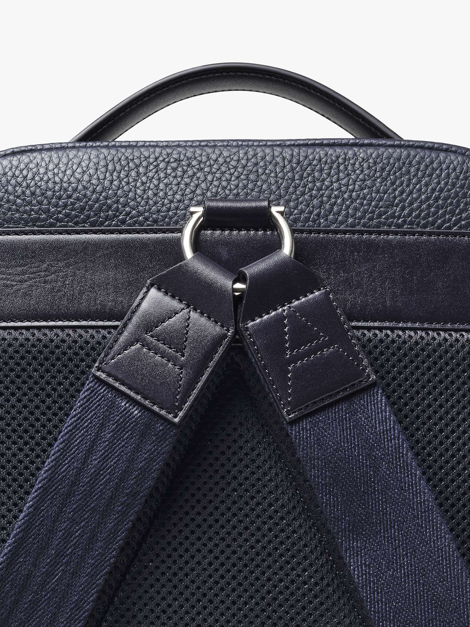 Reporter Leather Zipped Rucksack, Navy