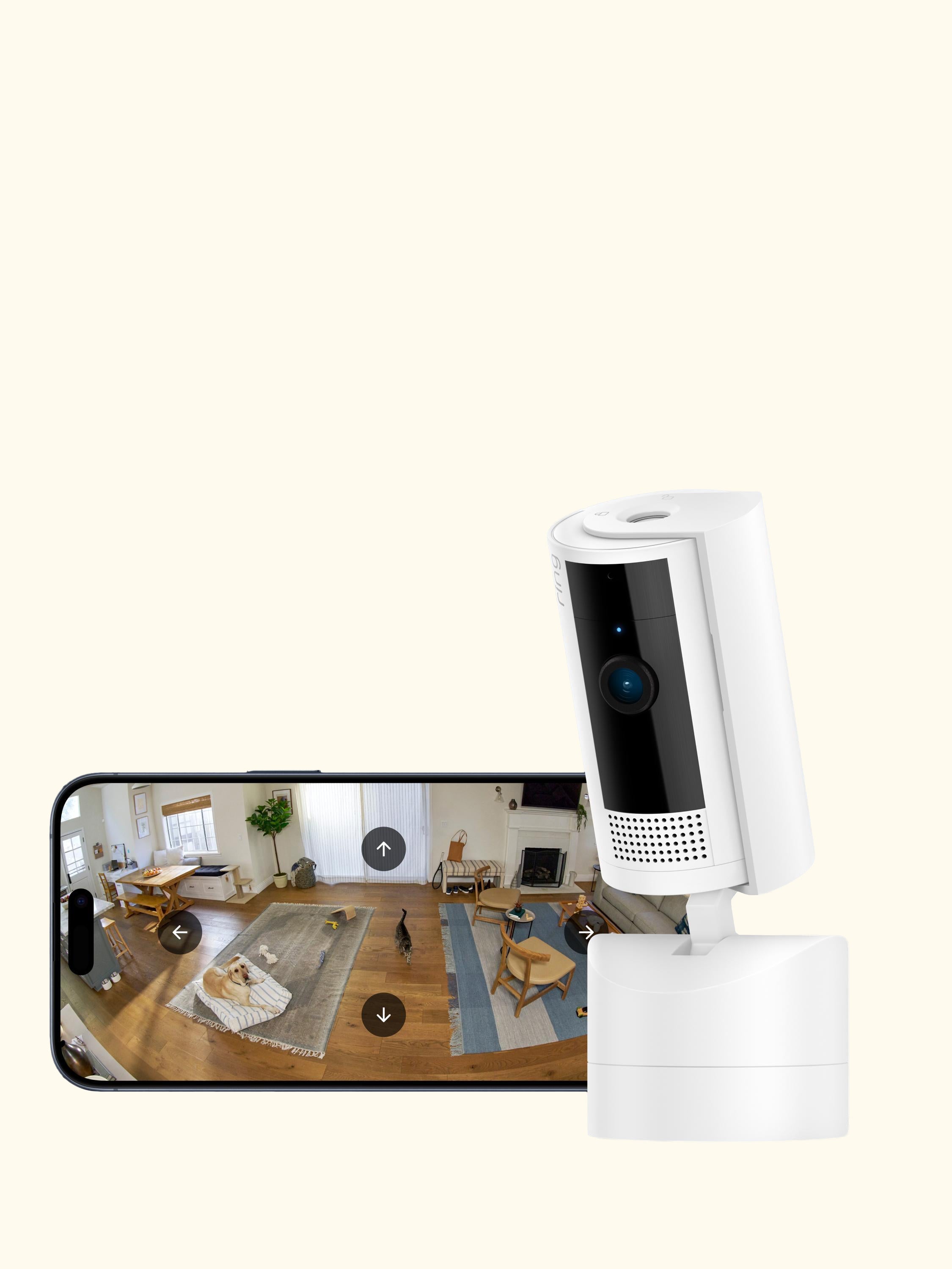 Pan-Tilt Indoor Cam Smart Security Camera with Built in Wi-Fi, White