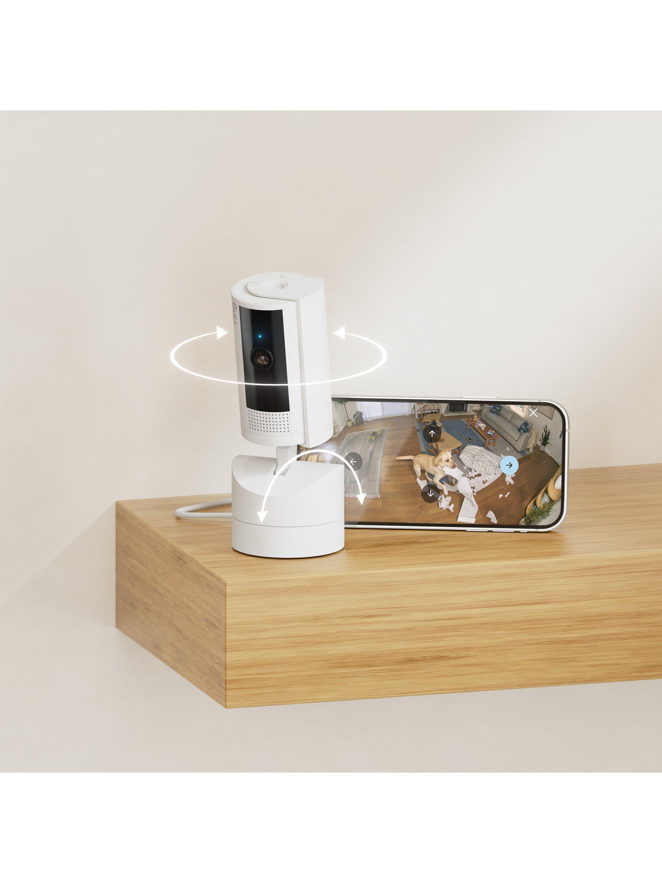 Pan-Tilt Indoor Cam Smart Security Camera with Built in Wi-Fi, White