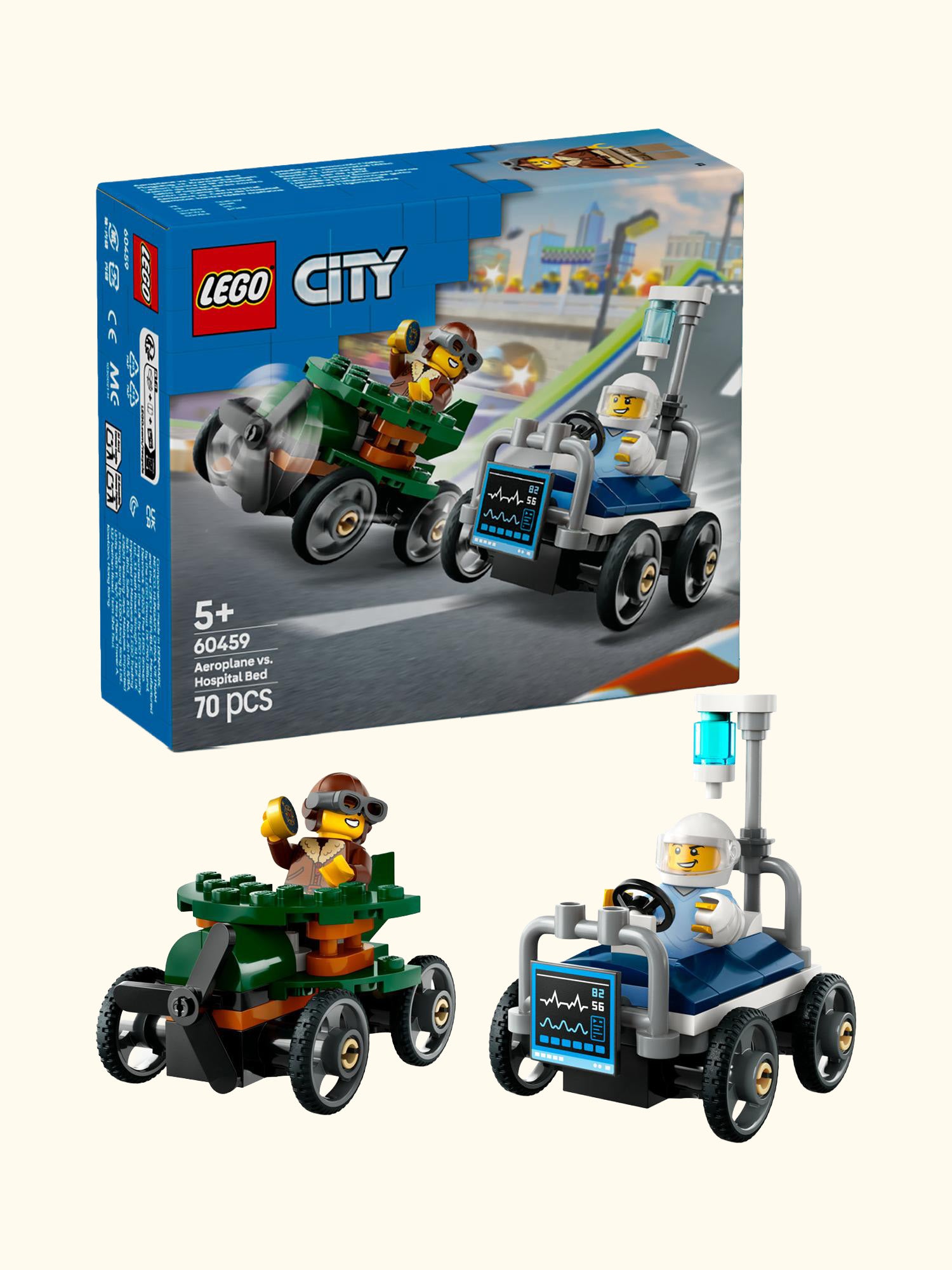 City Aeroplane vs. Hospital Bed Race Car Pack 60459