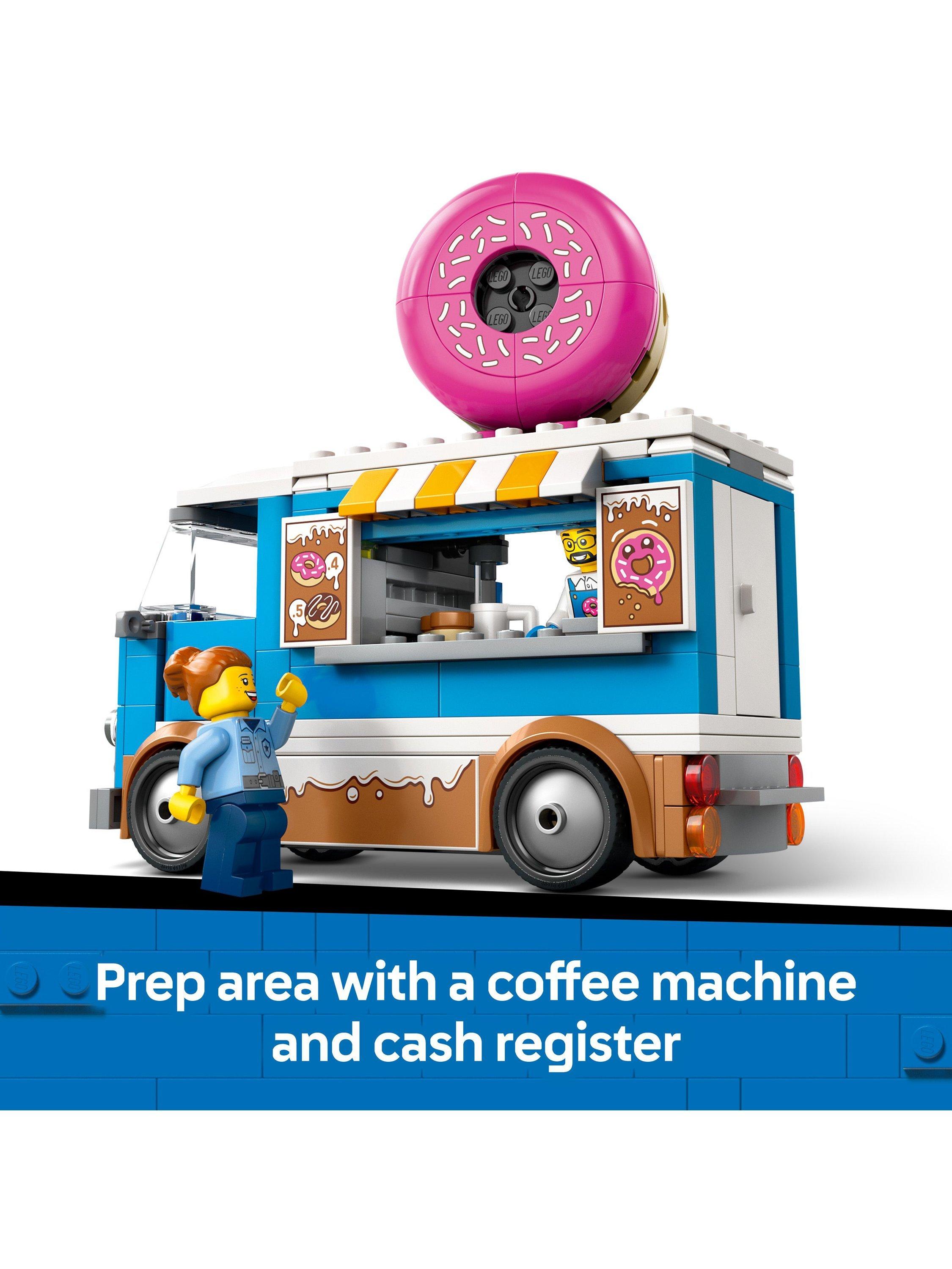 City Doughnut Truck Toy, Set with 2 Minifigures 60452