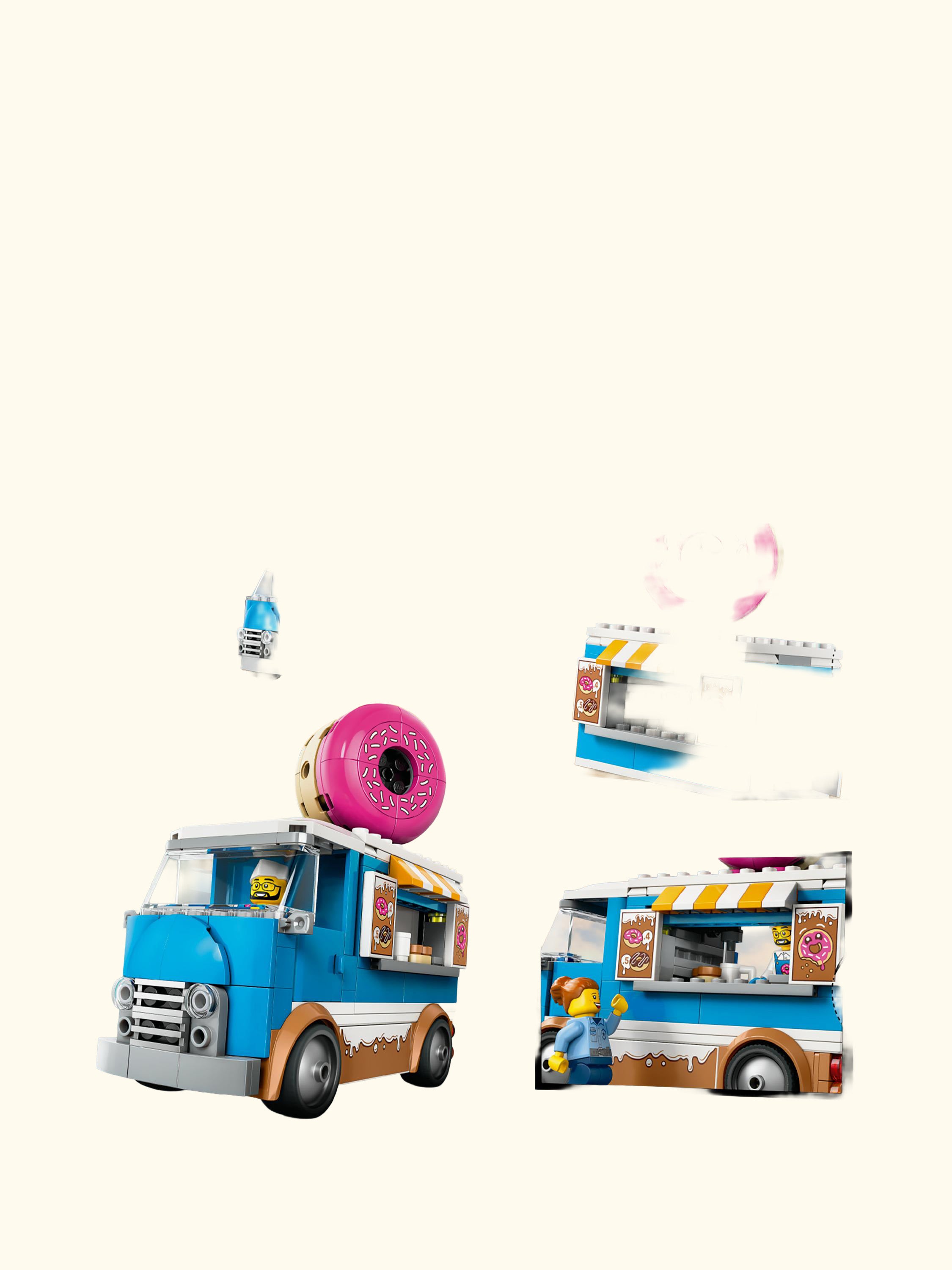 City Doughnut Truck Toy, Set with 2 Minifigures 60452