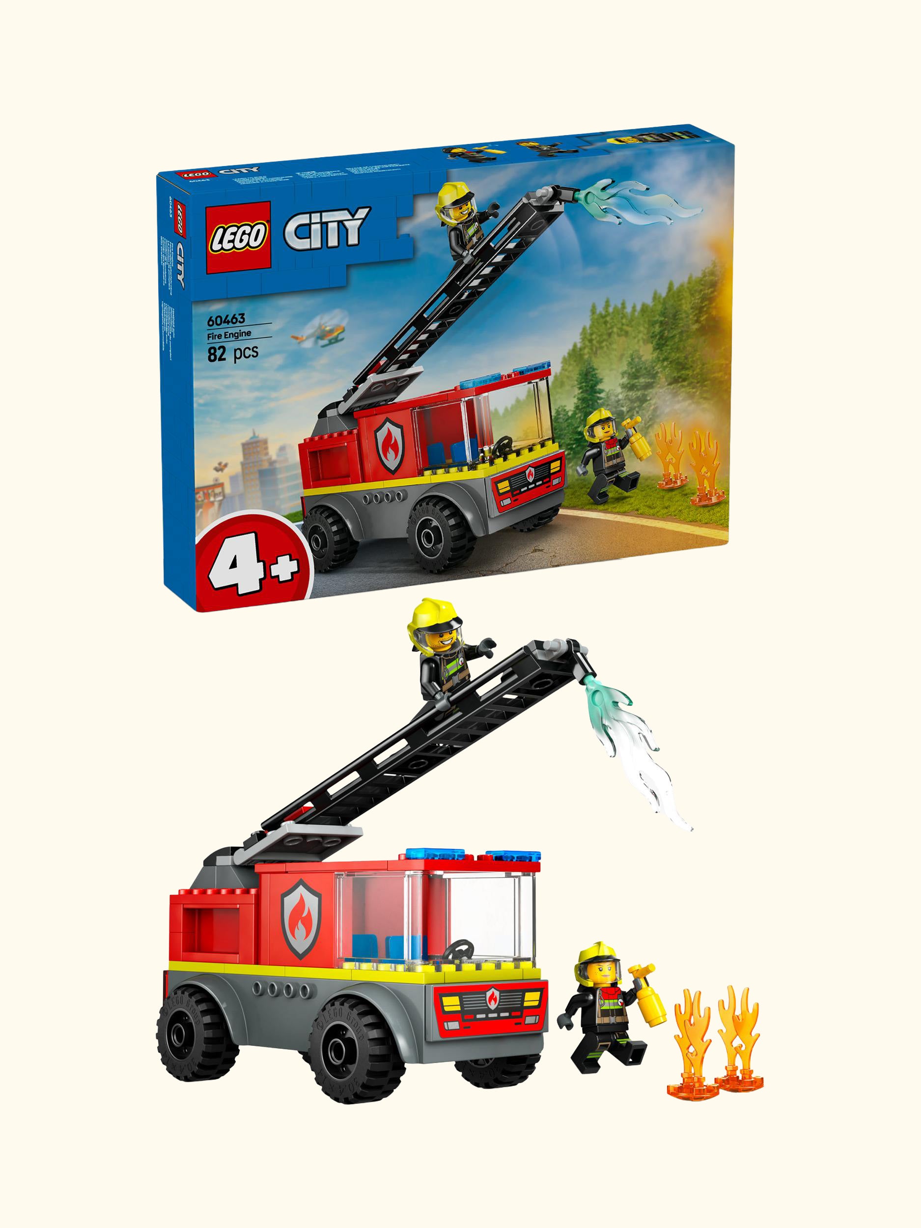 City Fire Engine with Ladder, Firefighter Toy 60463