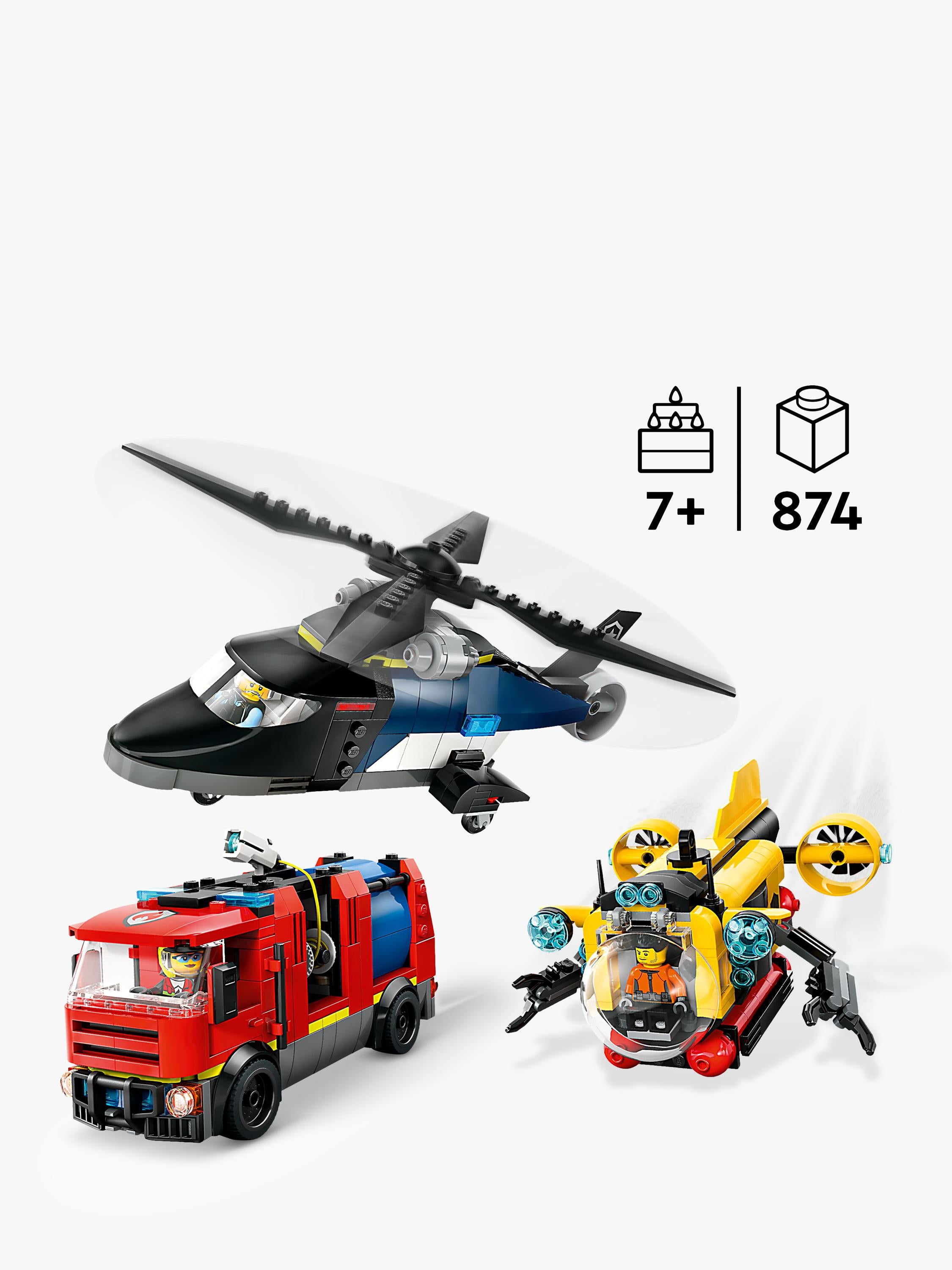 City Helicopter, Fire Engine & Submarine Remix 60462