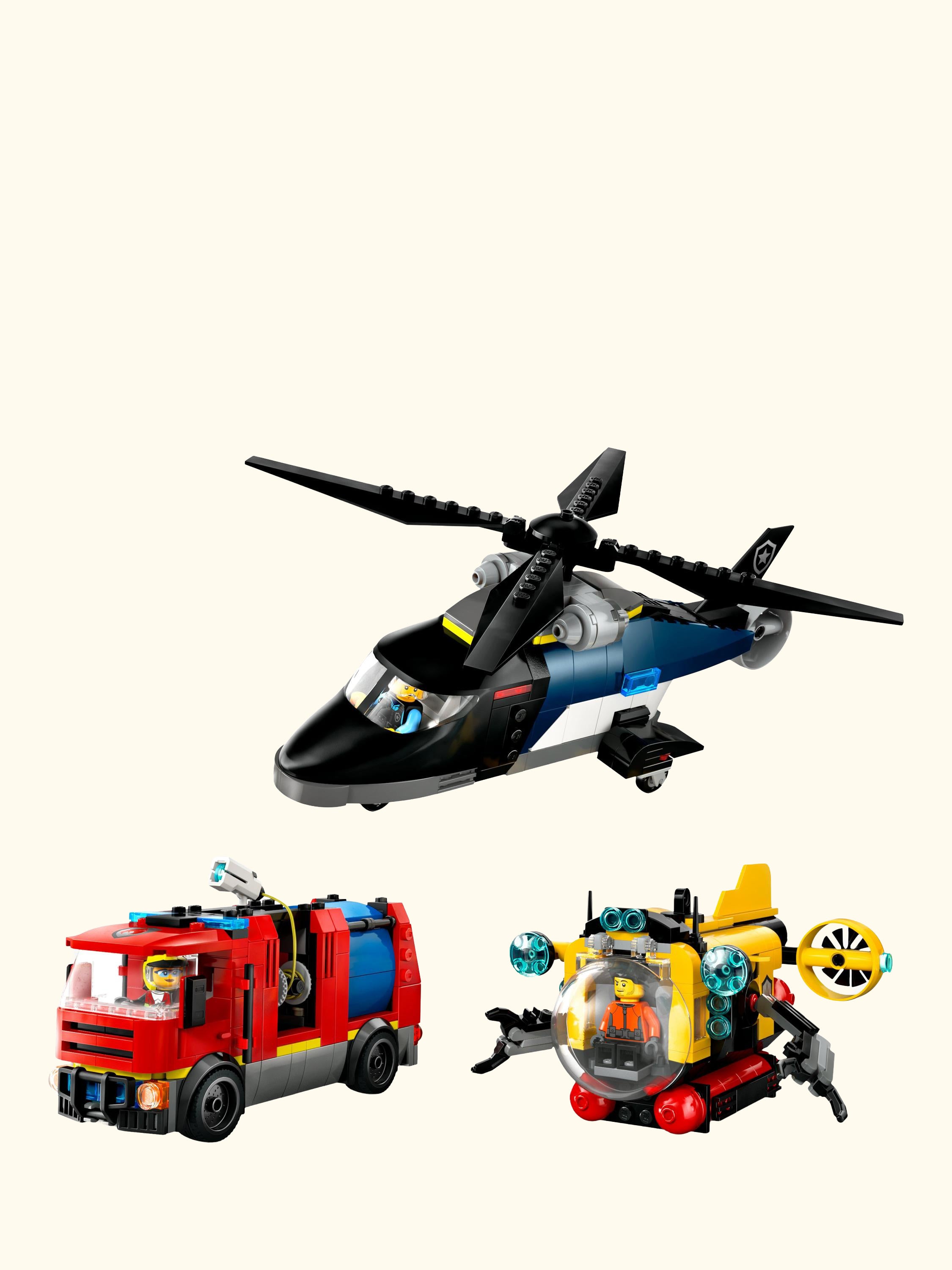 City Helicopter, Fire Engine & Submarine Remix 60462
