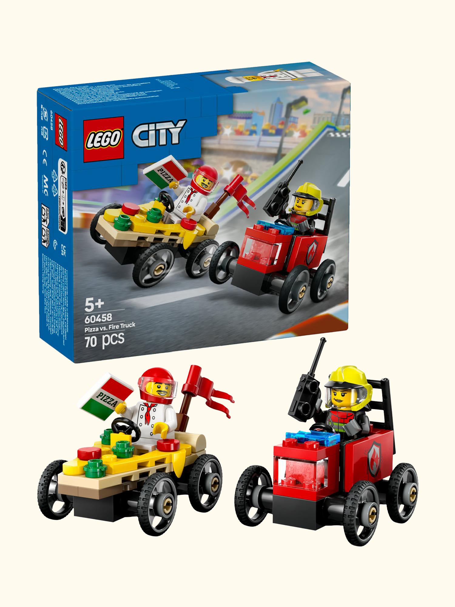 City Pizza vs. Fire Truck Race Car Pack Toy 60458