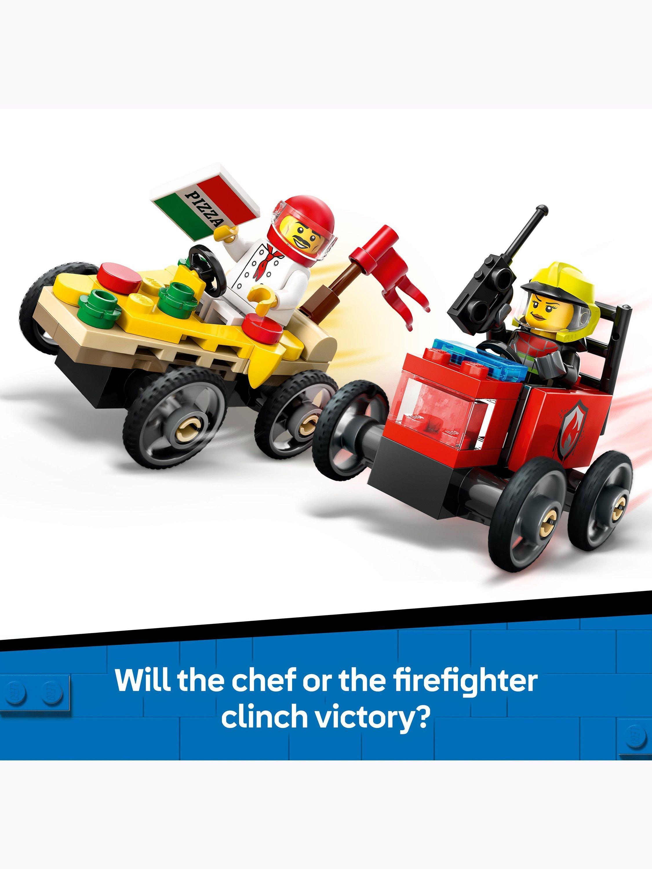 City Pizza vs. Fire Truck Race Car Pack Toy 60458