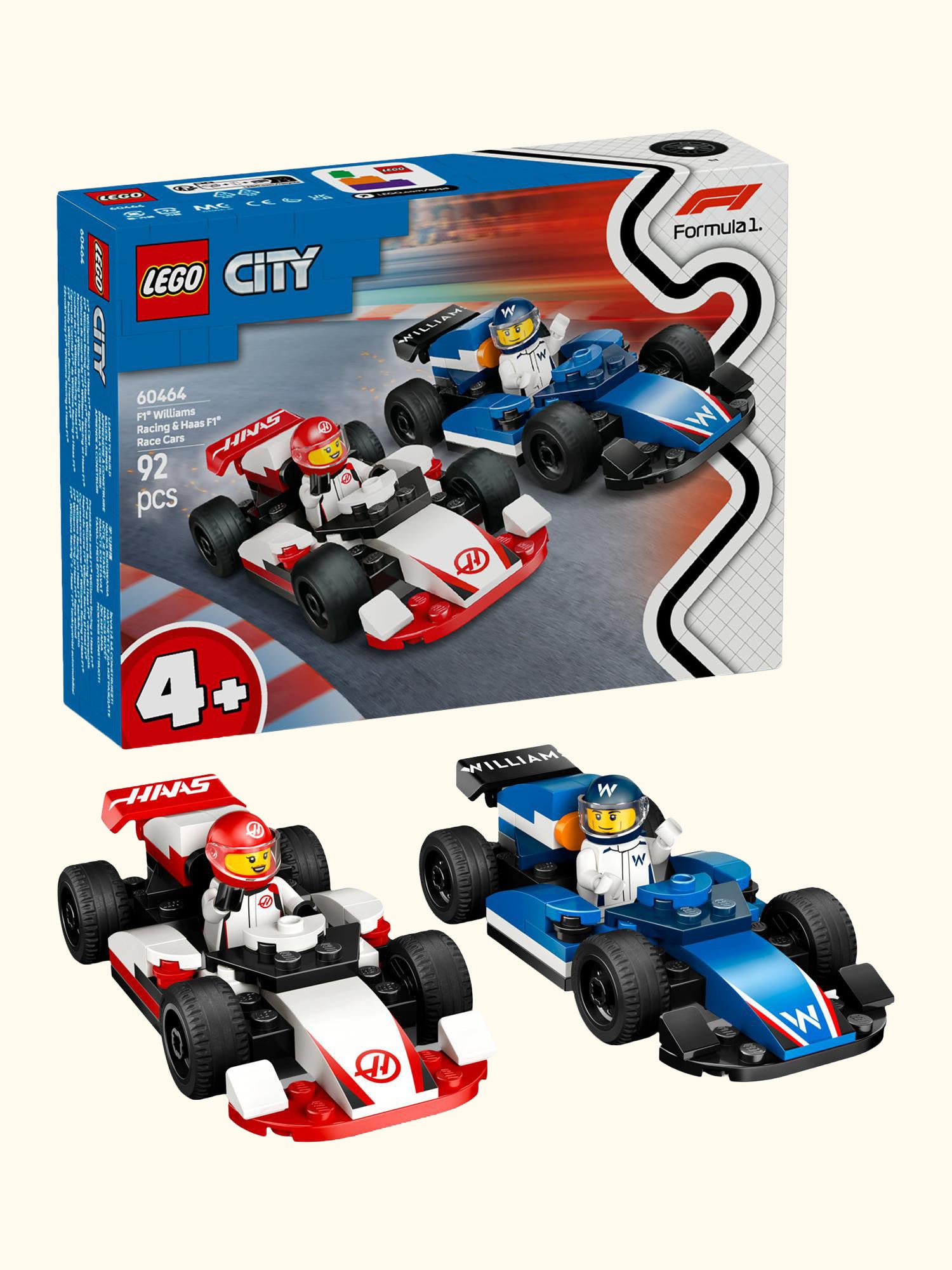 City F1 Williams Racing & Haas F1 Race Cars Set 60464