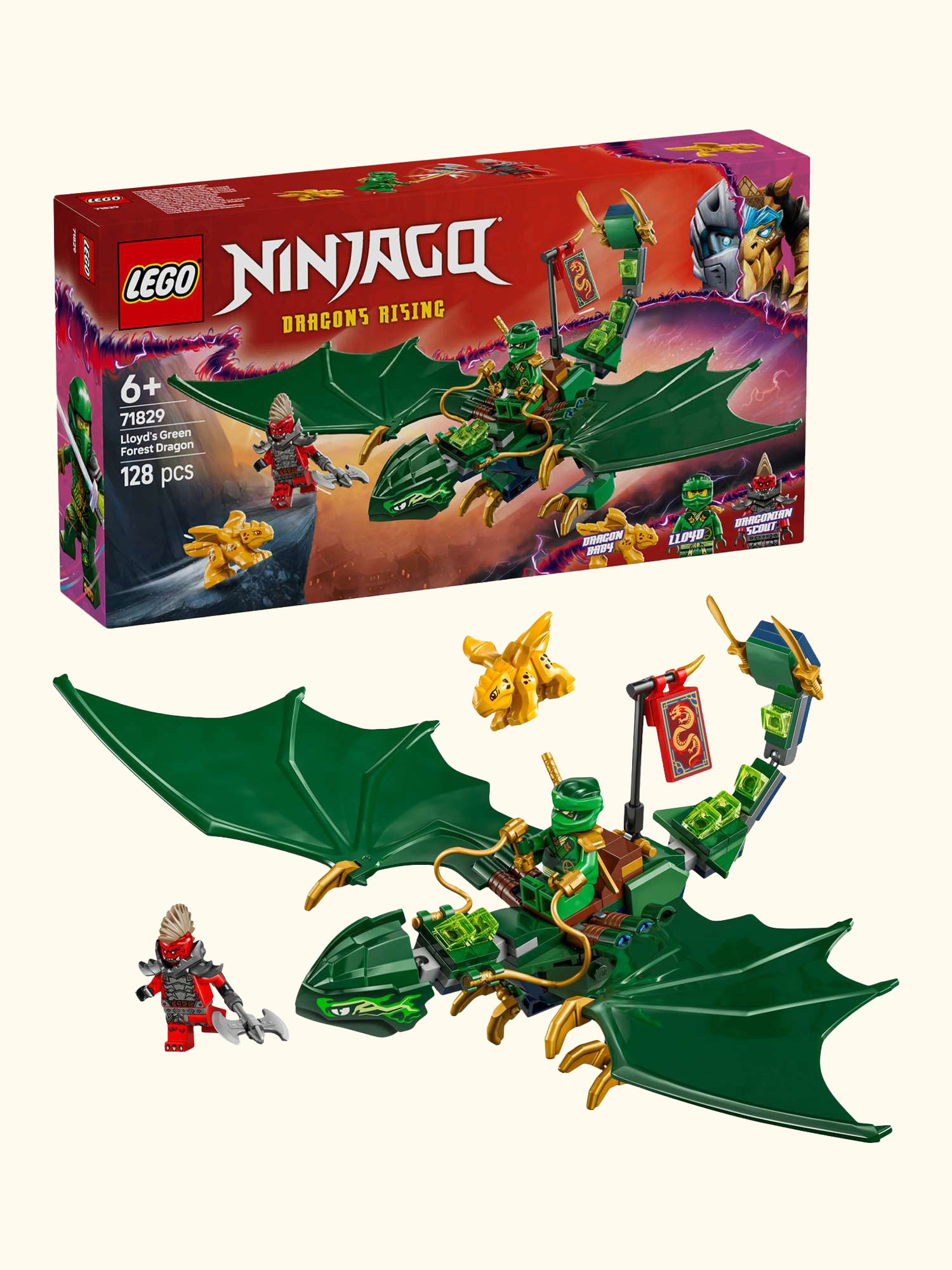 NINJAGO 71829 Lloyd’s Green Forest Dragon Toy for Kids