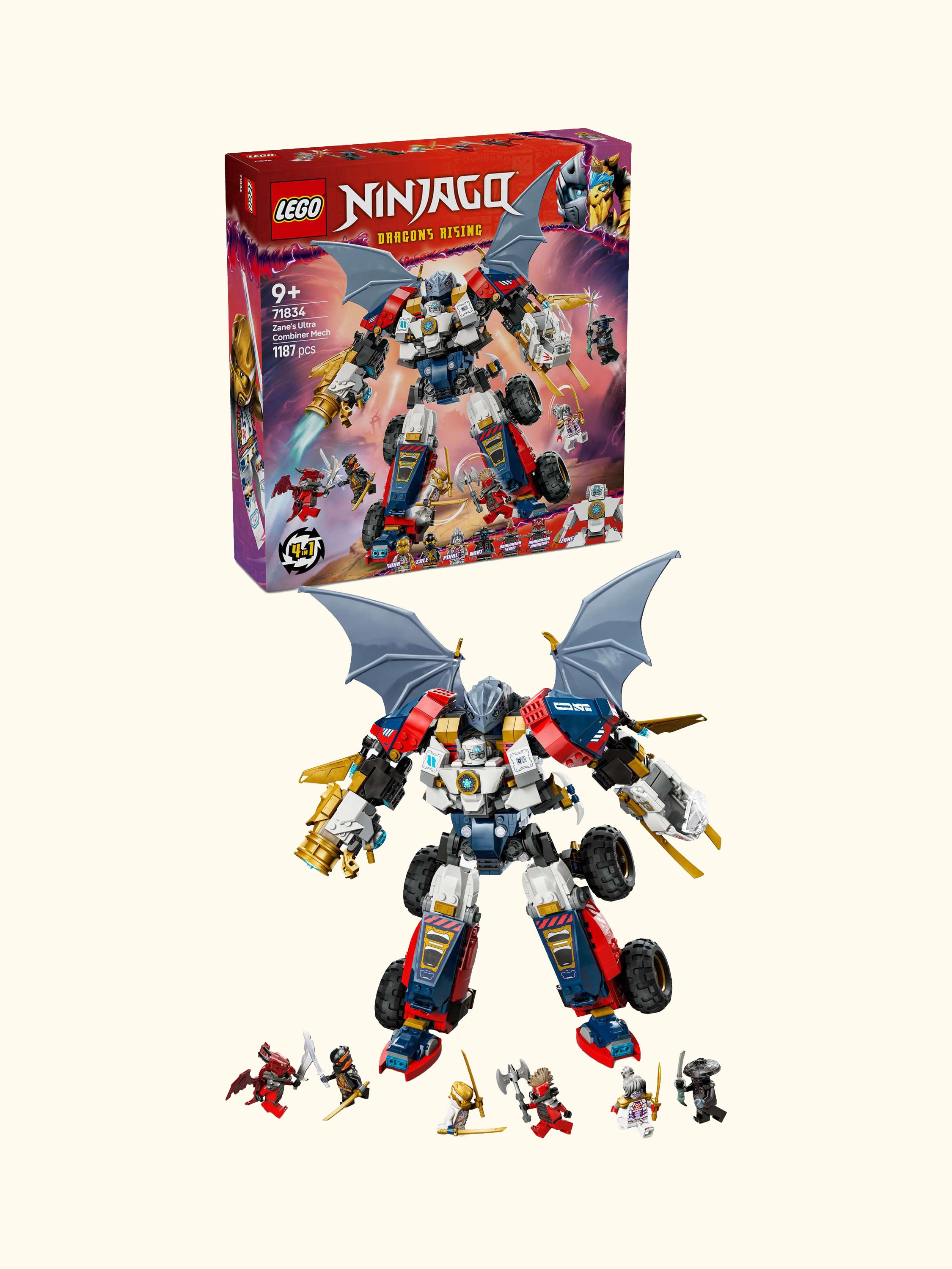 NINJAGO 71834 Dragons Rising Zane’s Ultra Combiner Mech Building Set