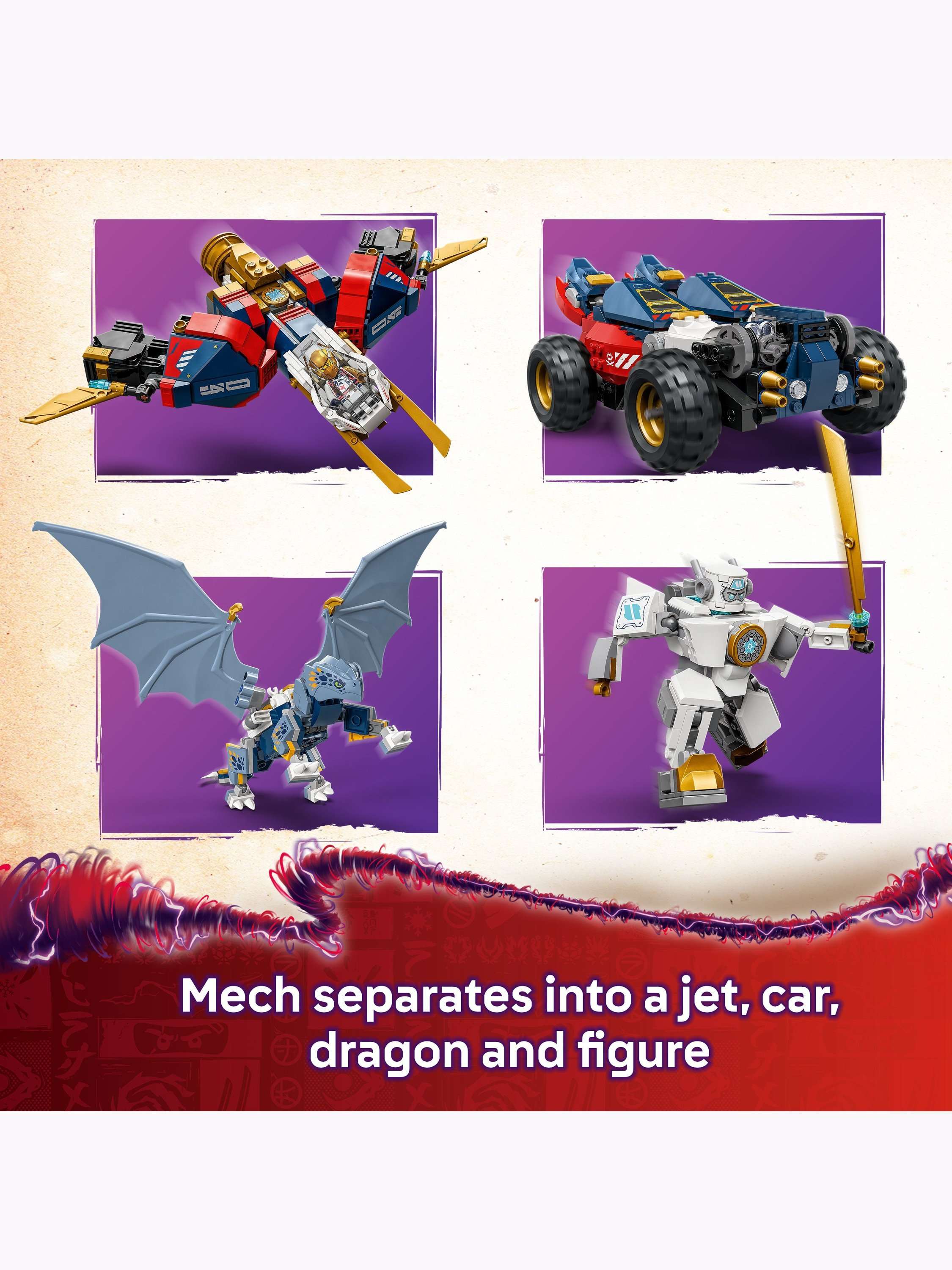 NINJAGO 71834 Dragons Rising Zane’s Ultra Combiner Mech Building Set