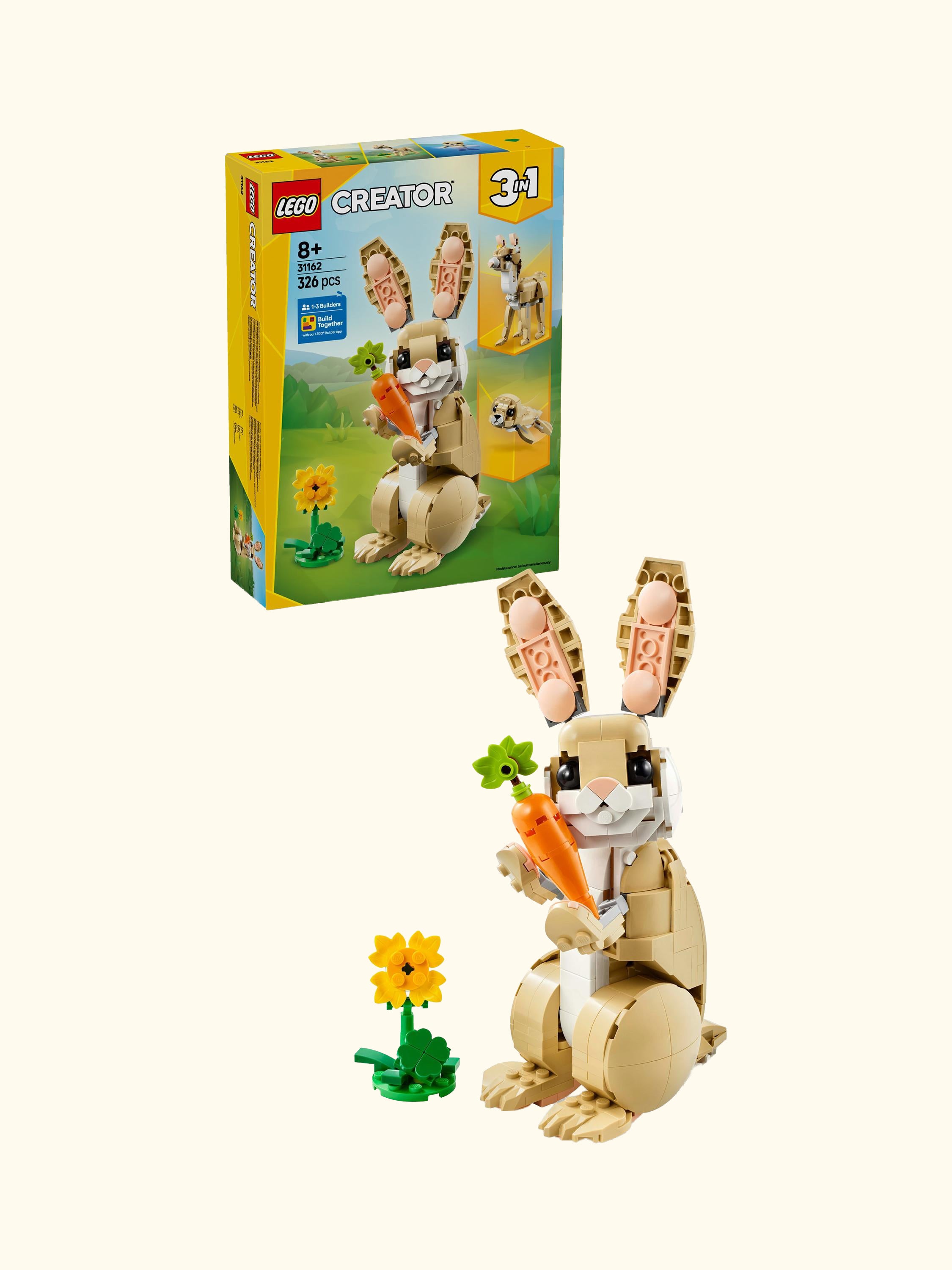 Creator 3in1 Cute Bunny Toy, Animal Figure Set 31162