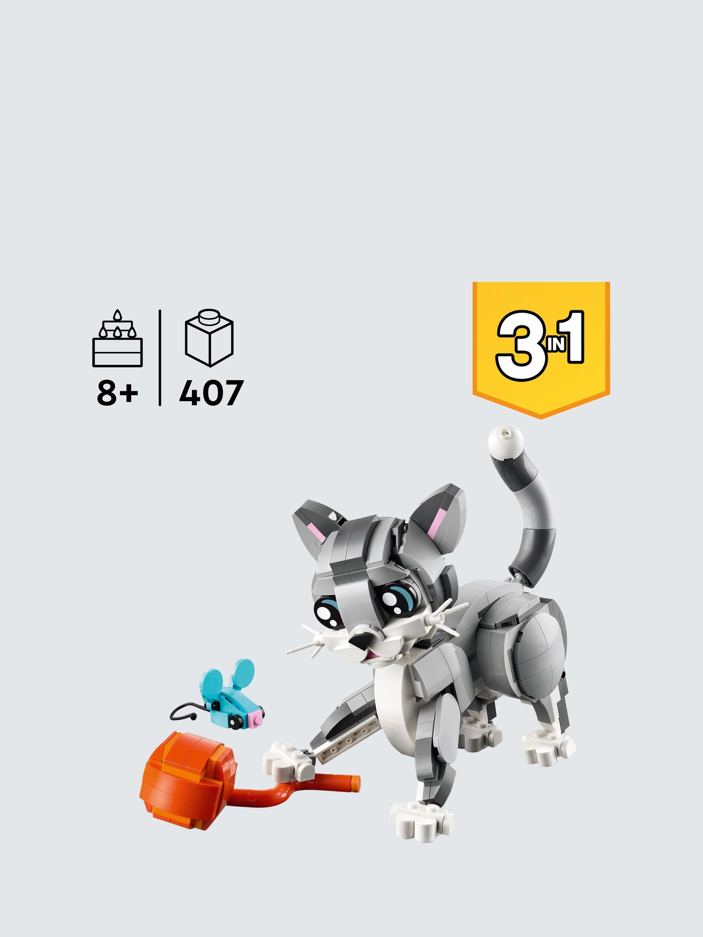 Creator 3in1 Playful Cat Figure, Toy Animal Set 31163