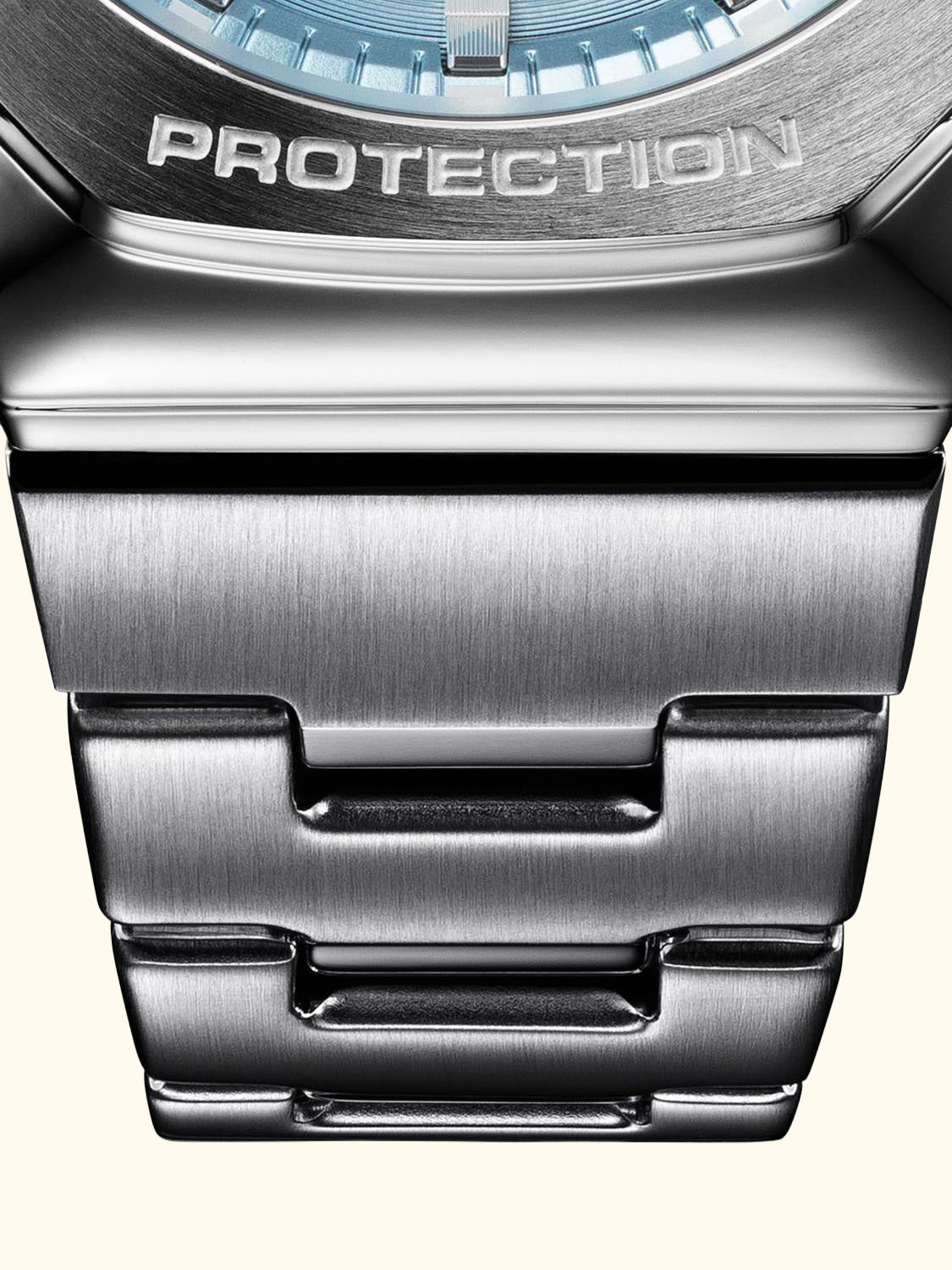 G-SHOCK World Time Bracelet Strap Watch, Silver/Ice Blue