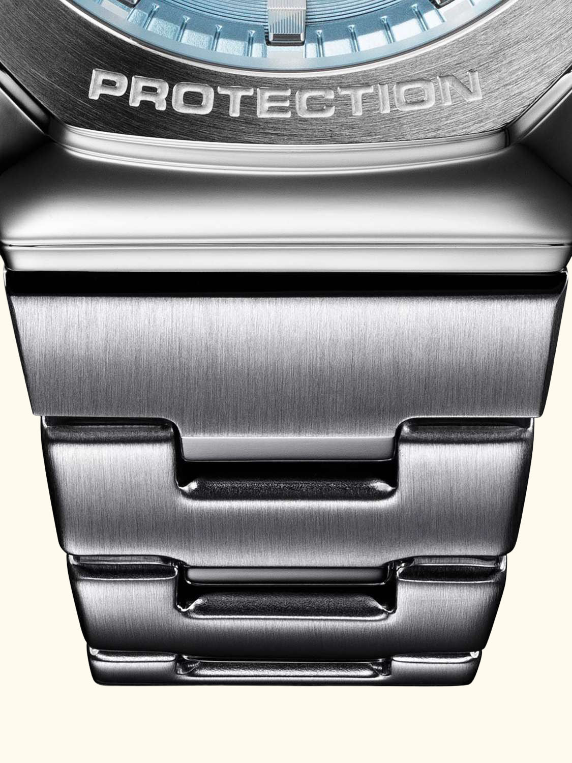 G-SHOCK World Time Bracelet Strap Watch, Silver/Ice Blue