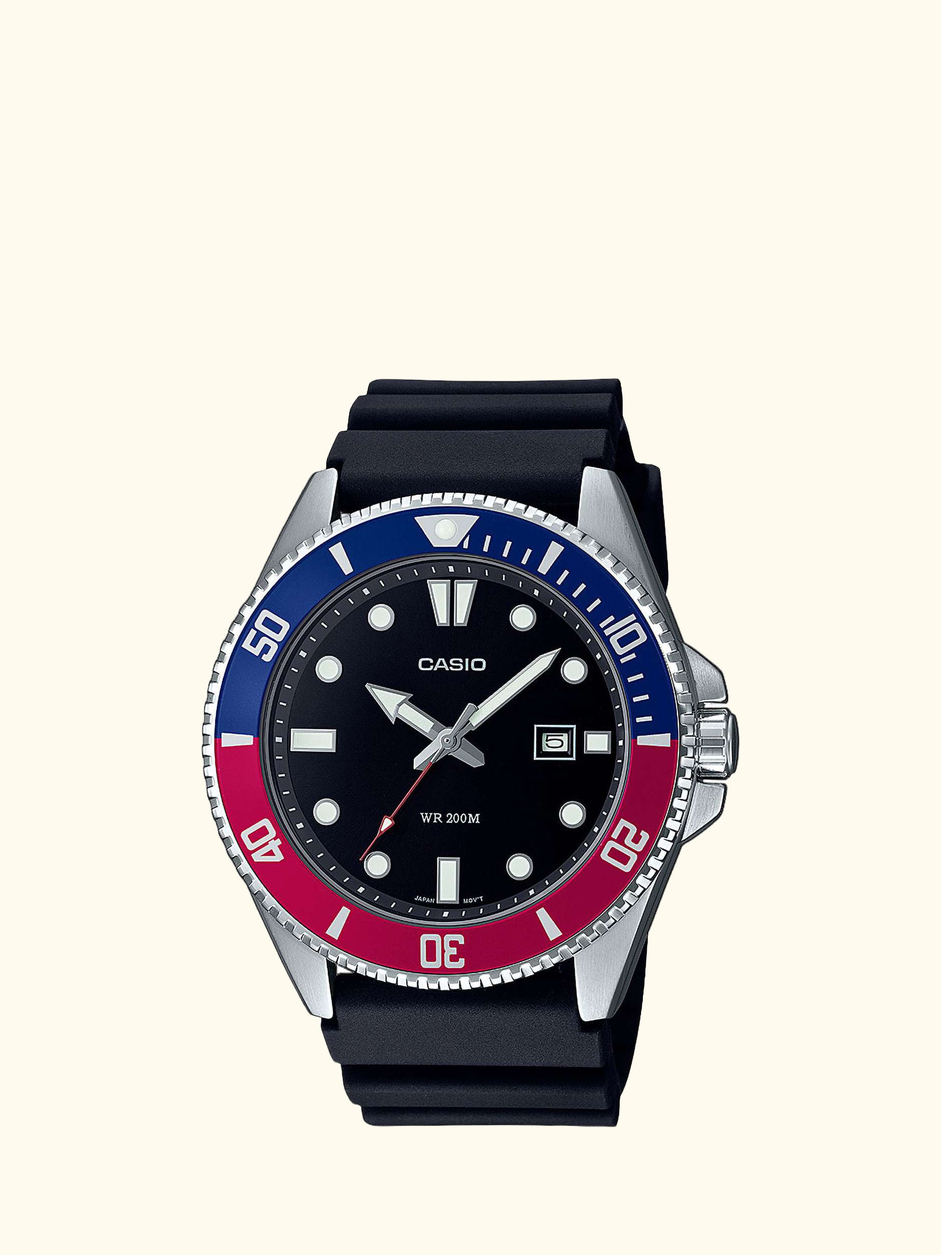 MDV-107-1A3VEF Men's Rotating Bezel Diver Strap Watch, Black