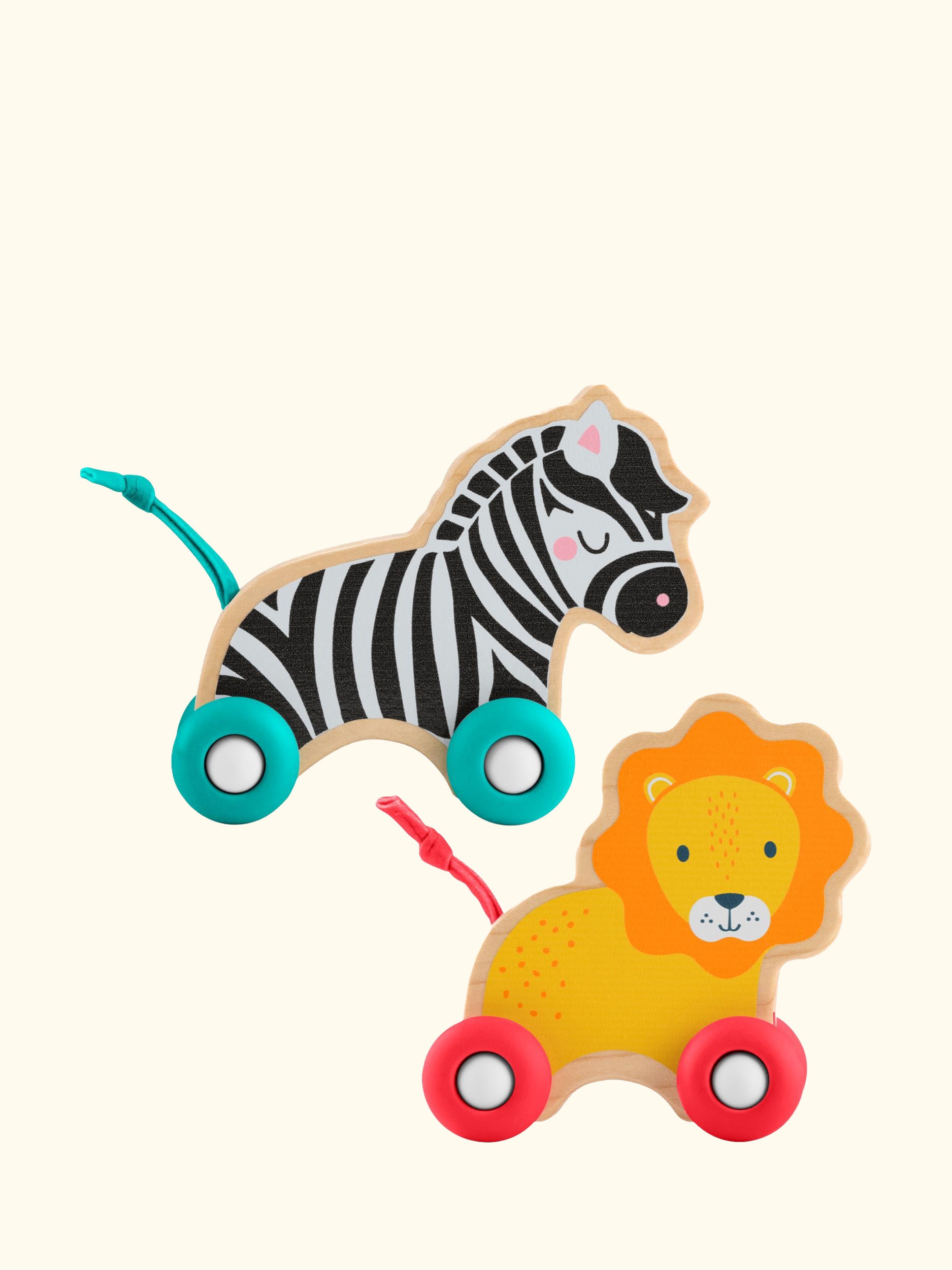 Wooden Push Along Animals, Pack of 2