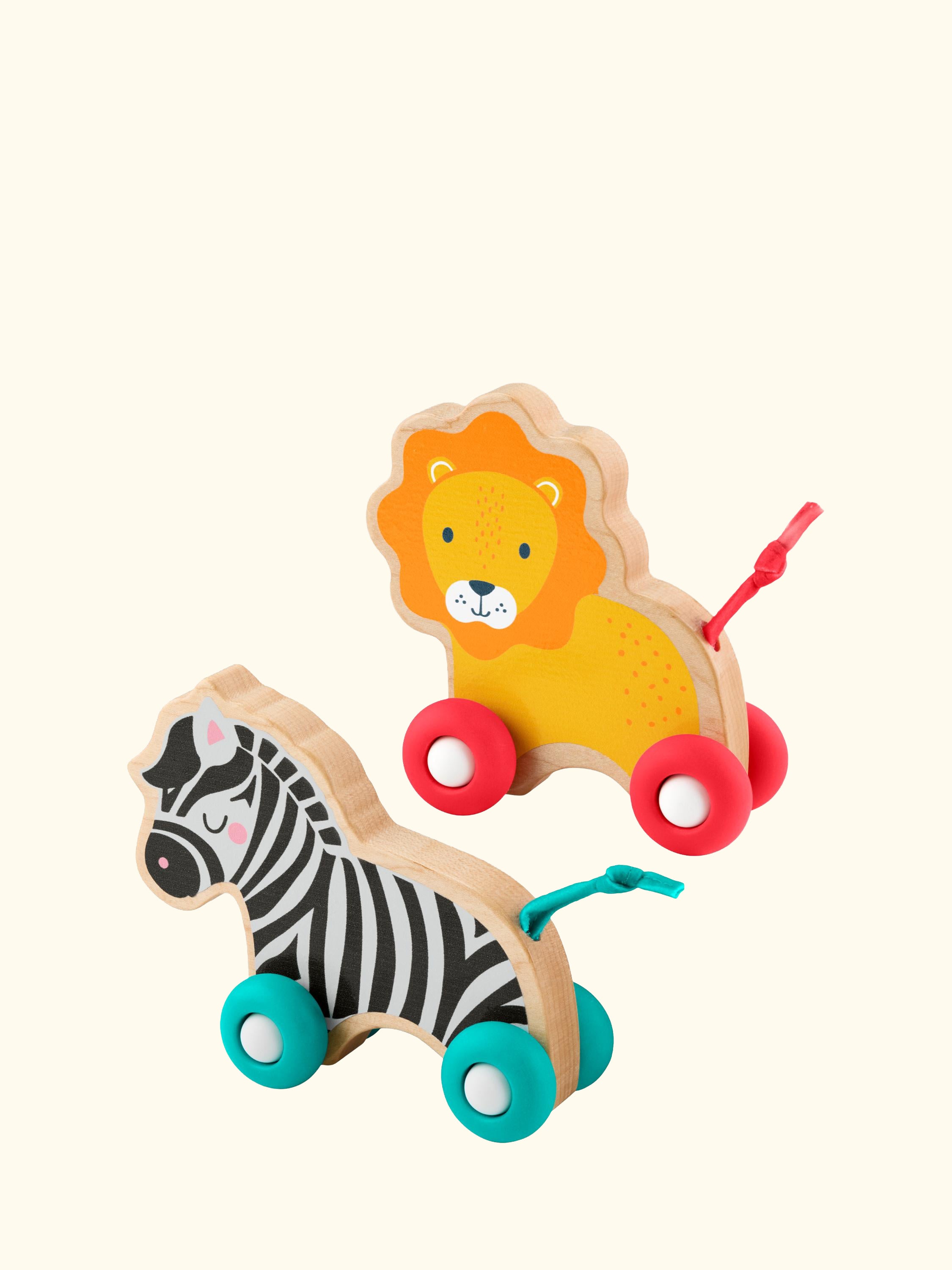 Wooden Push Along Animals, Pack of 2