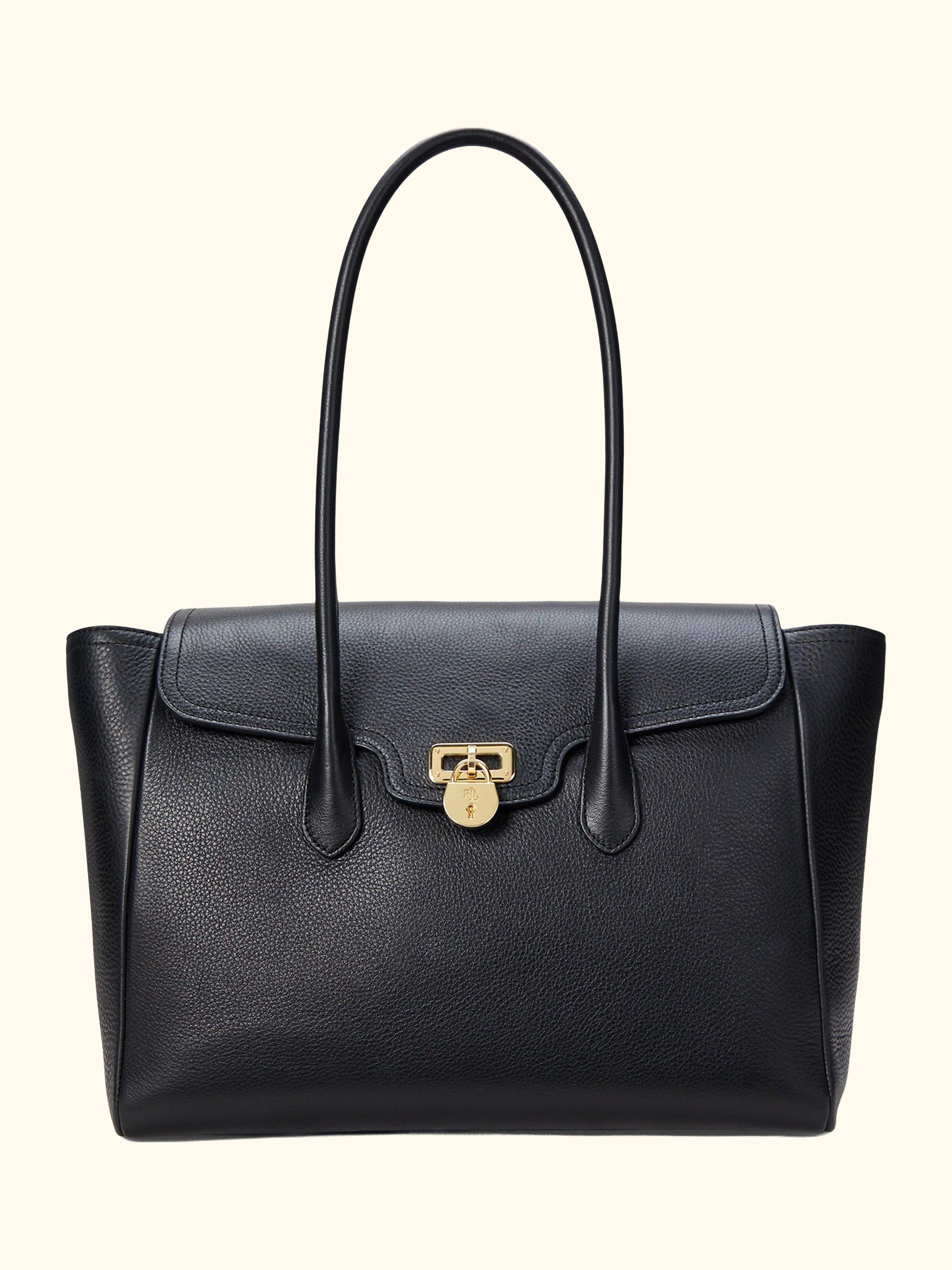 Lauren Ralph Lauren Tanner Large Pebbled Leather Satchel Tote