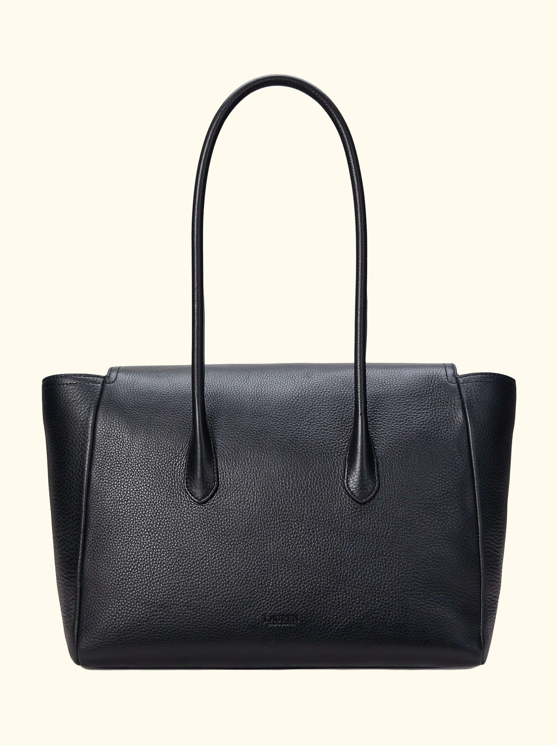 Lauren Ralph Lauren Tanner Large Pebbled Leather Satchel Tote