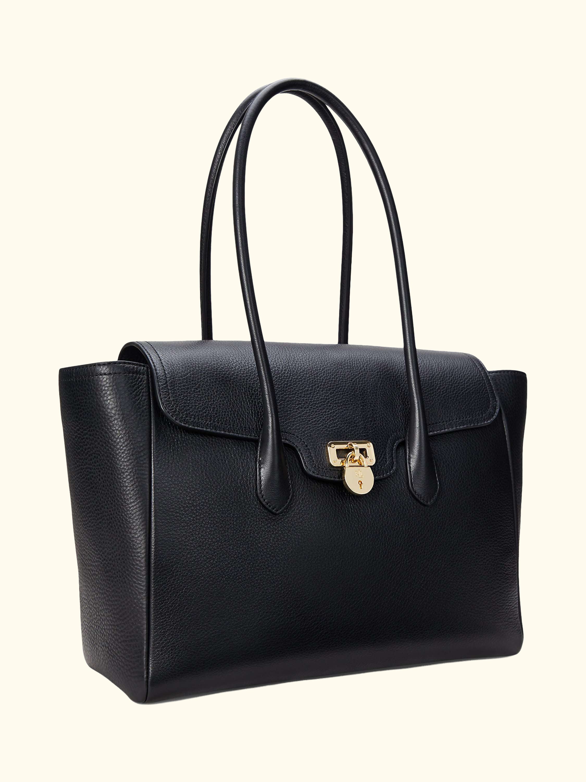 Lauren Ralph Lauren Tanner Large Pebbled Leather Satchel Tote