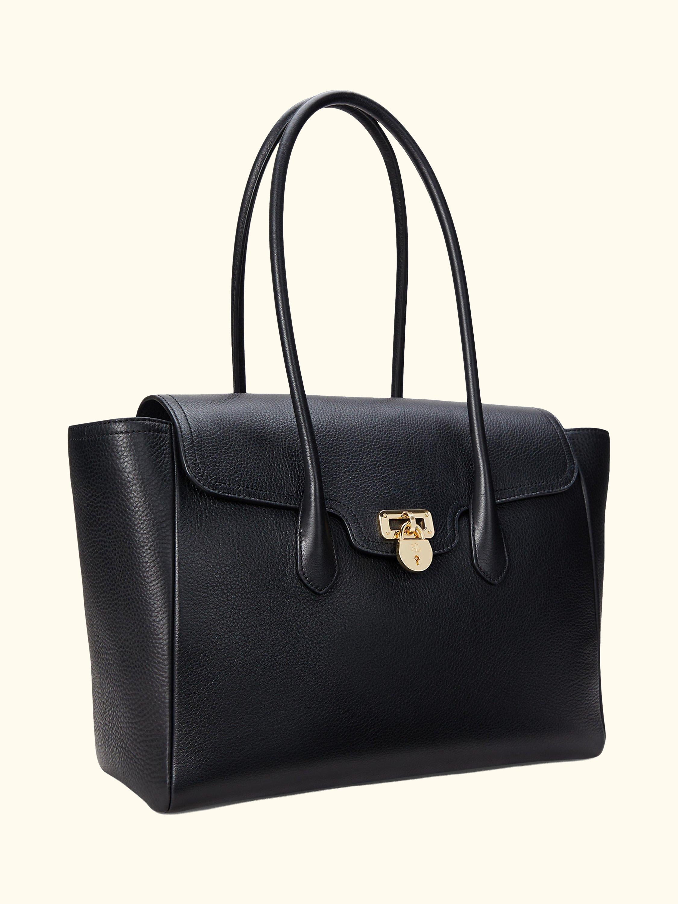 Lauren Ralph Lauren Tanner Large Pebbled Leather Satchel Tote