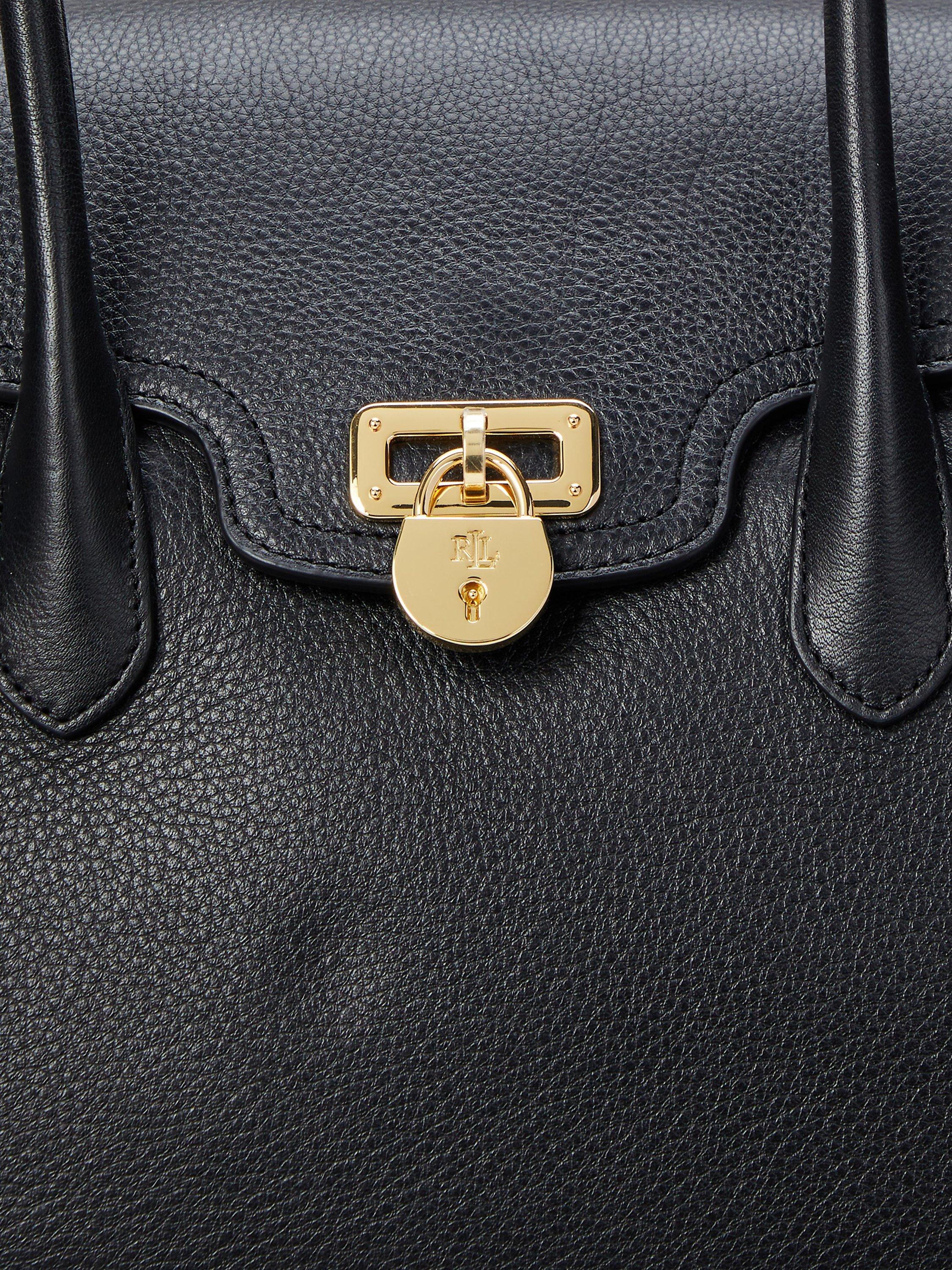 Lauren Ralph Lauren Tanner Large Pebbled Leather Satchel Tote