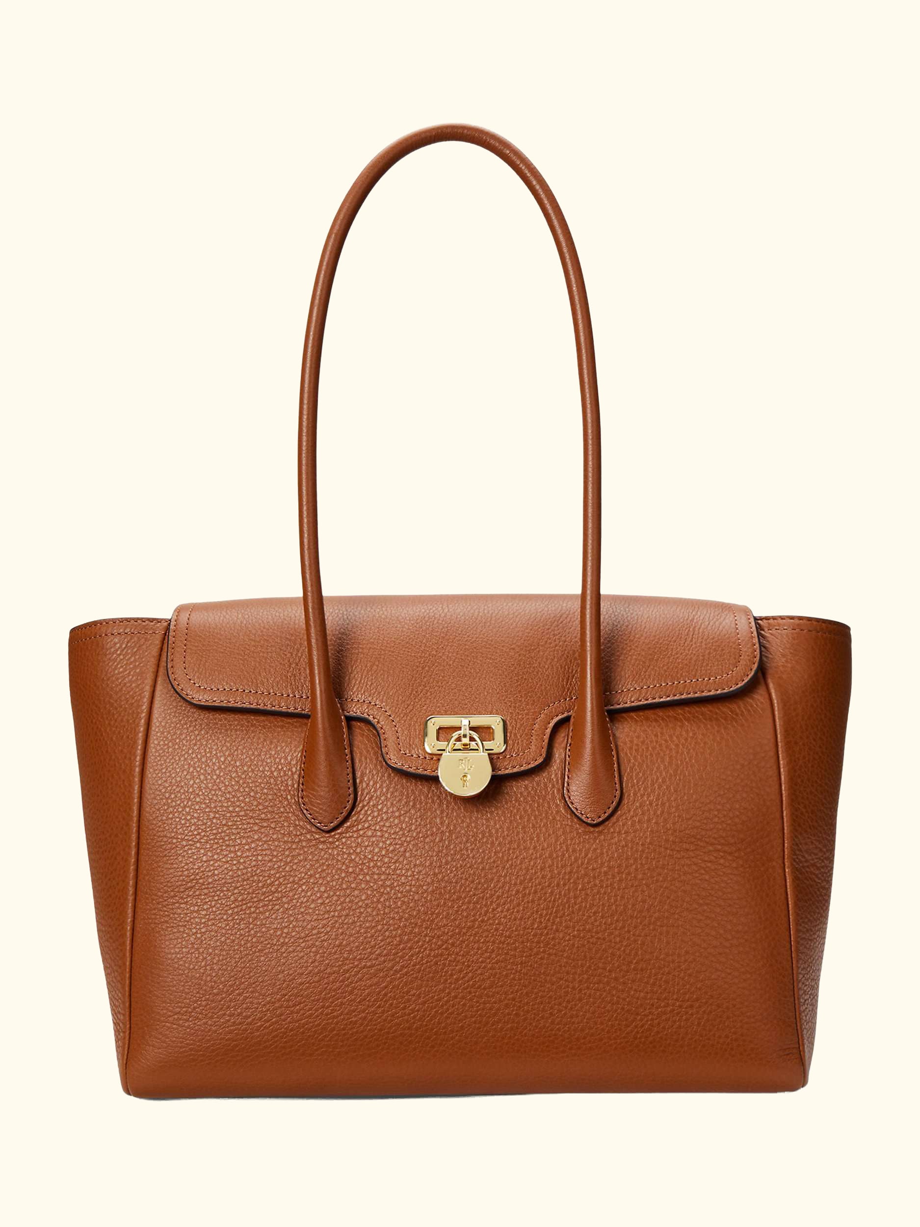 Lauren Ralph Lauren Tanner Large Pebbled Leather Satchel Tote