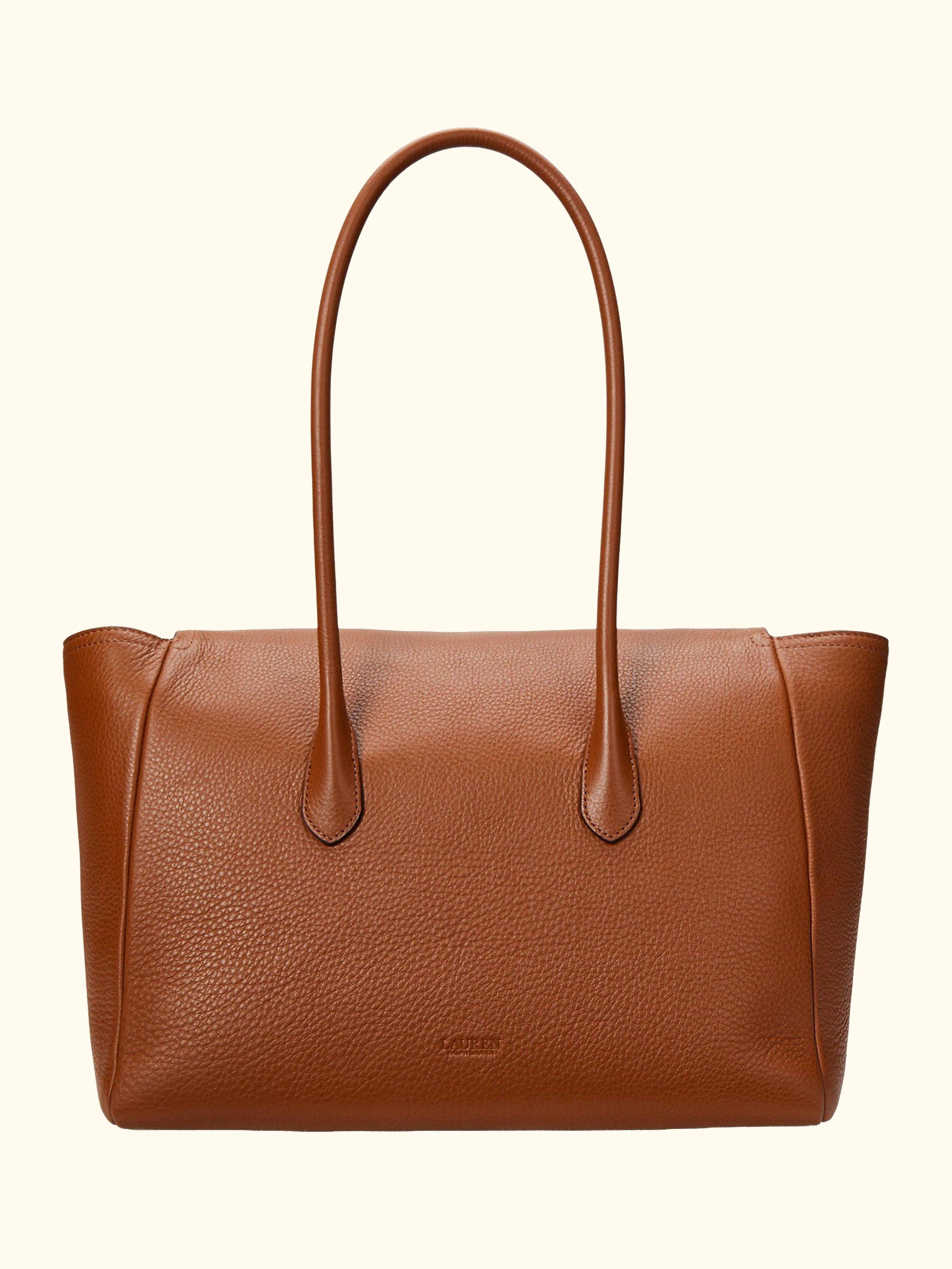 Lauren Ralph Lauren Tanner Large Pebbled Leather Satchel Tote