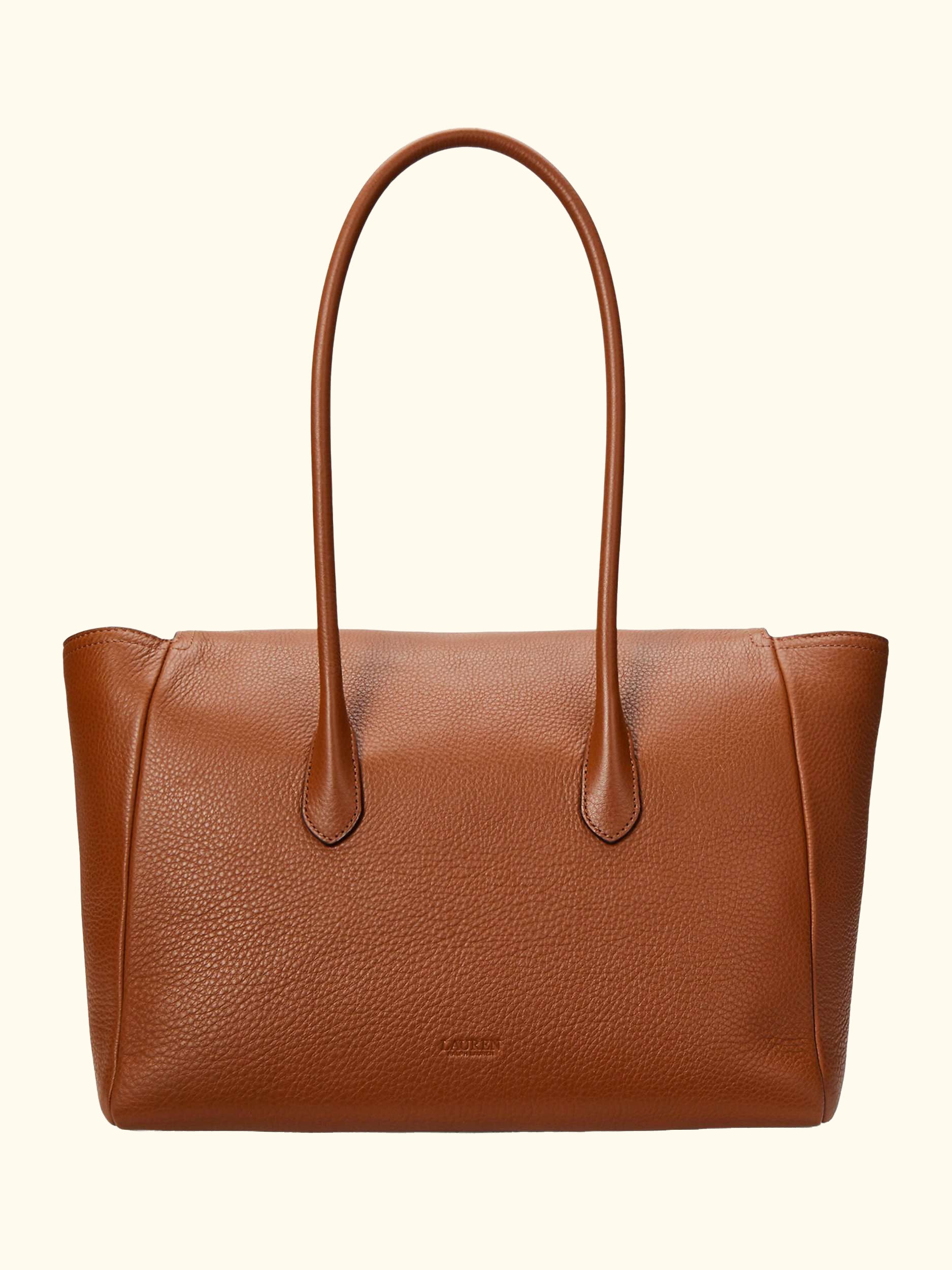 Lauren Ralph Lauren Tanner Large Pebbled Leather Satchel Tote