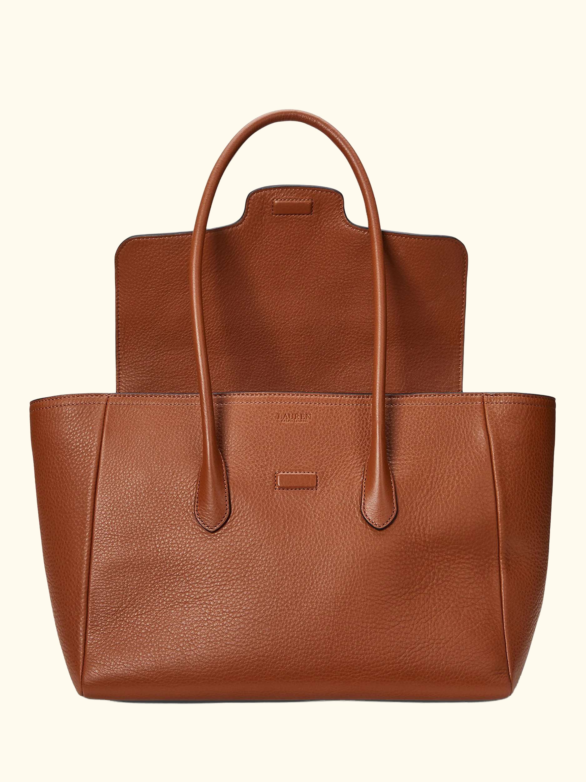 Lauren Ralph Lauren Tanner Large Pebbled Leather Satchel Tote