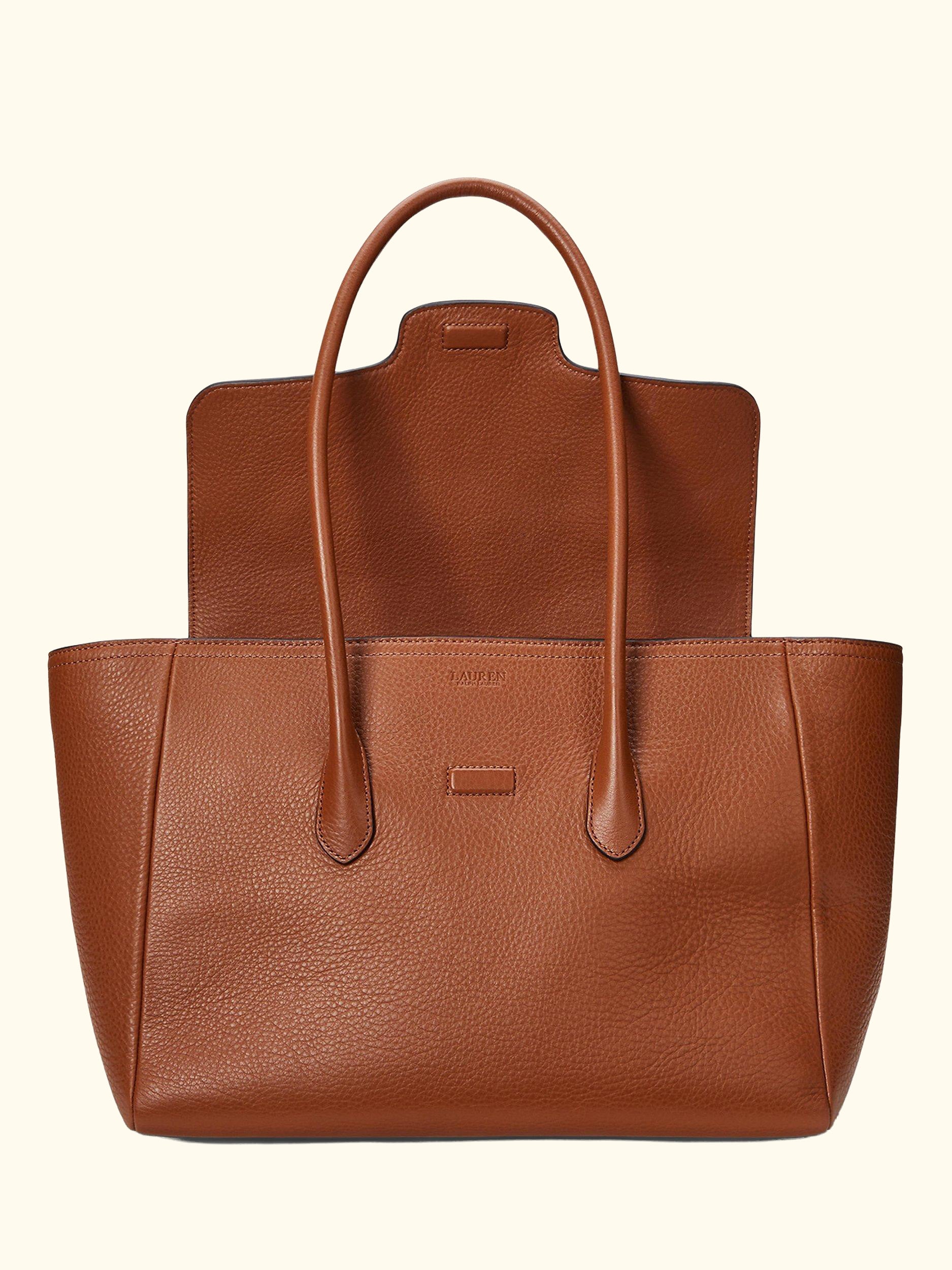 Lauren Ralph Lauren Tanner Large Pebbled Leather Satchel Tote