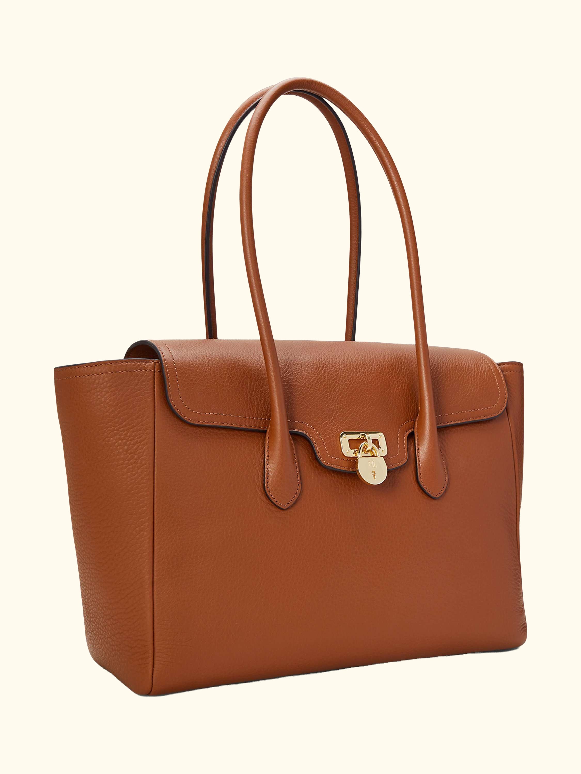 Lauren Ralph Lauren Tanner Large Pebbled Leather Satchel Tote