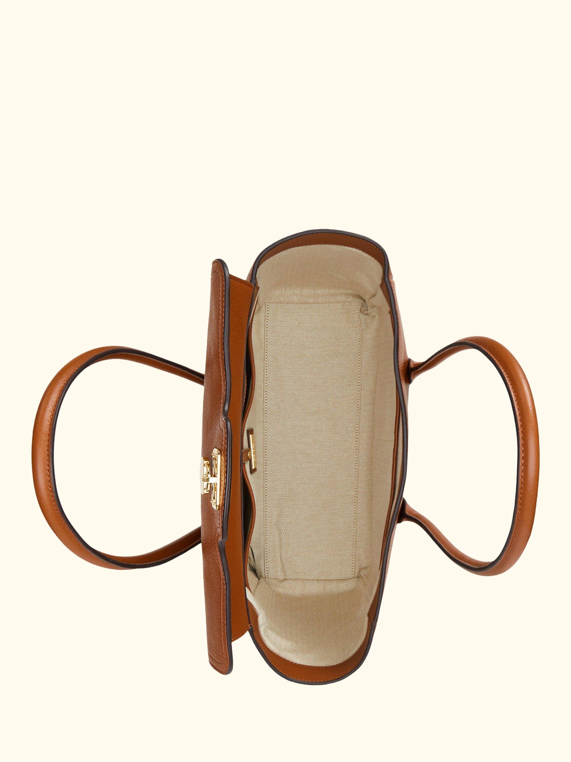 Lauren Ralph Lauren Tanner Large Pebbled Leather Satchel Tote