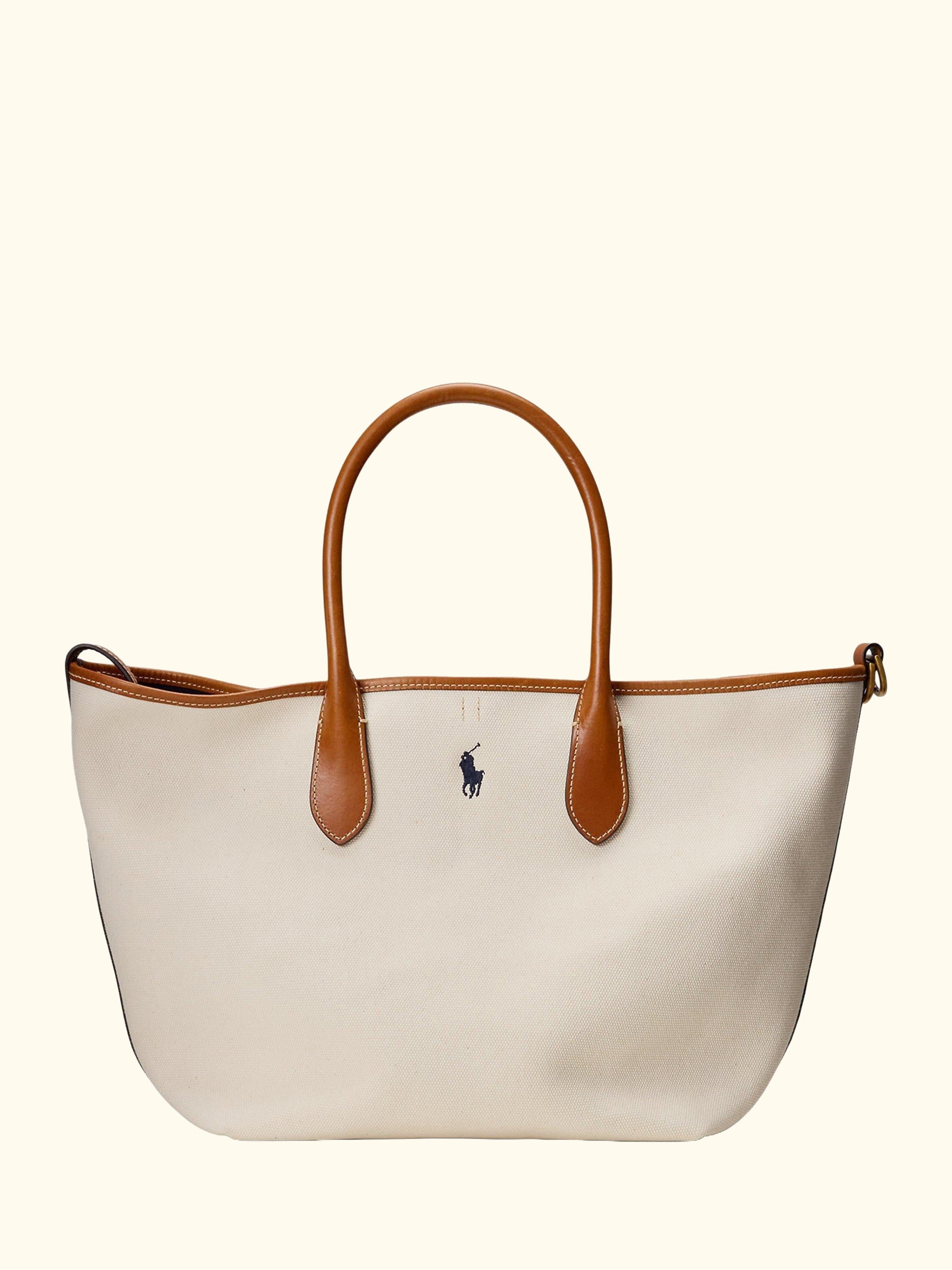Polo Ralph Lauren Canvas Tote Bag, Natural/Navy
