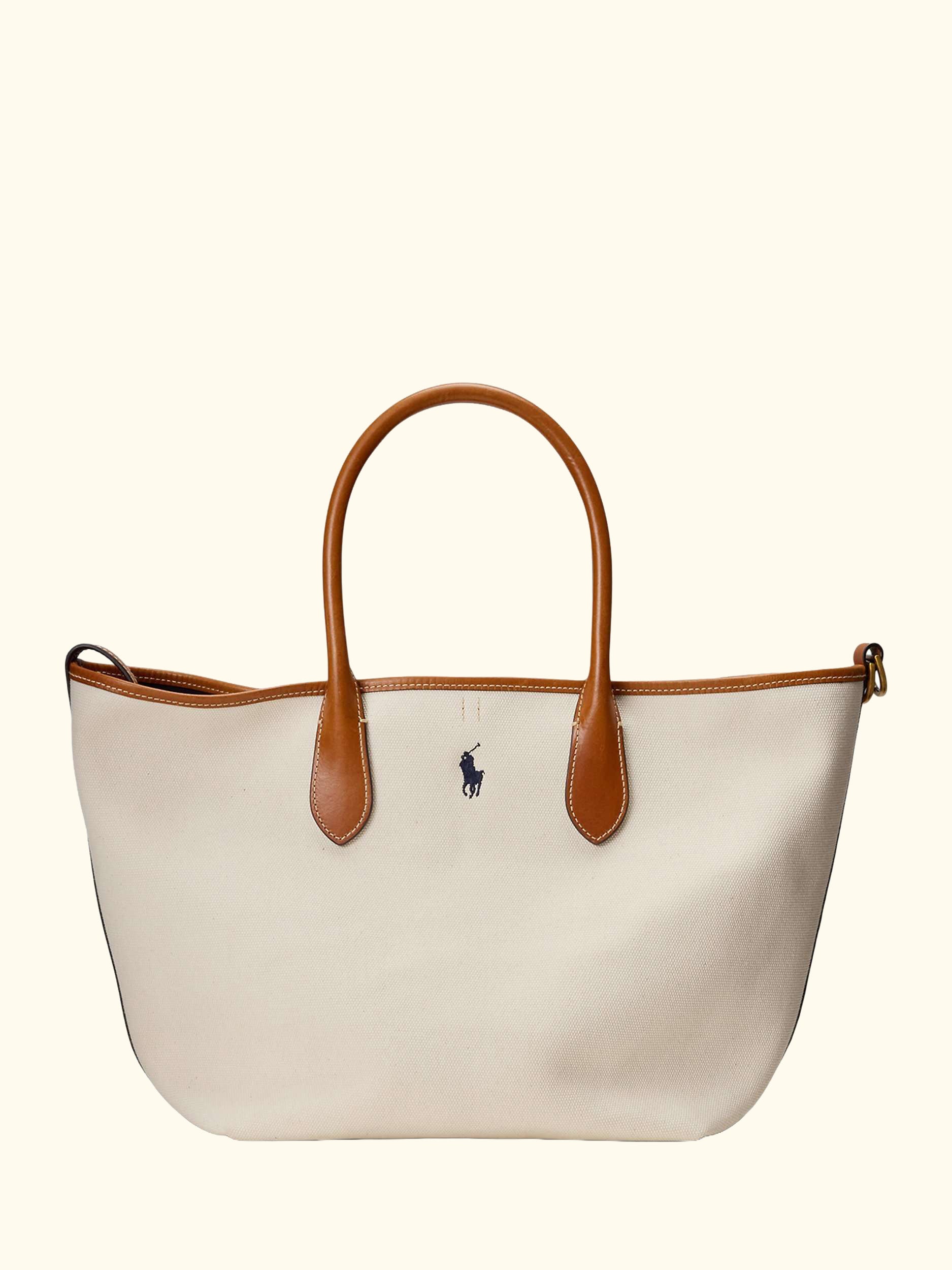Polo Ralph Lauren Canvas Tote Bag, Natural/Navy