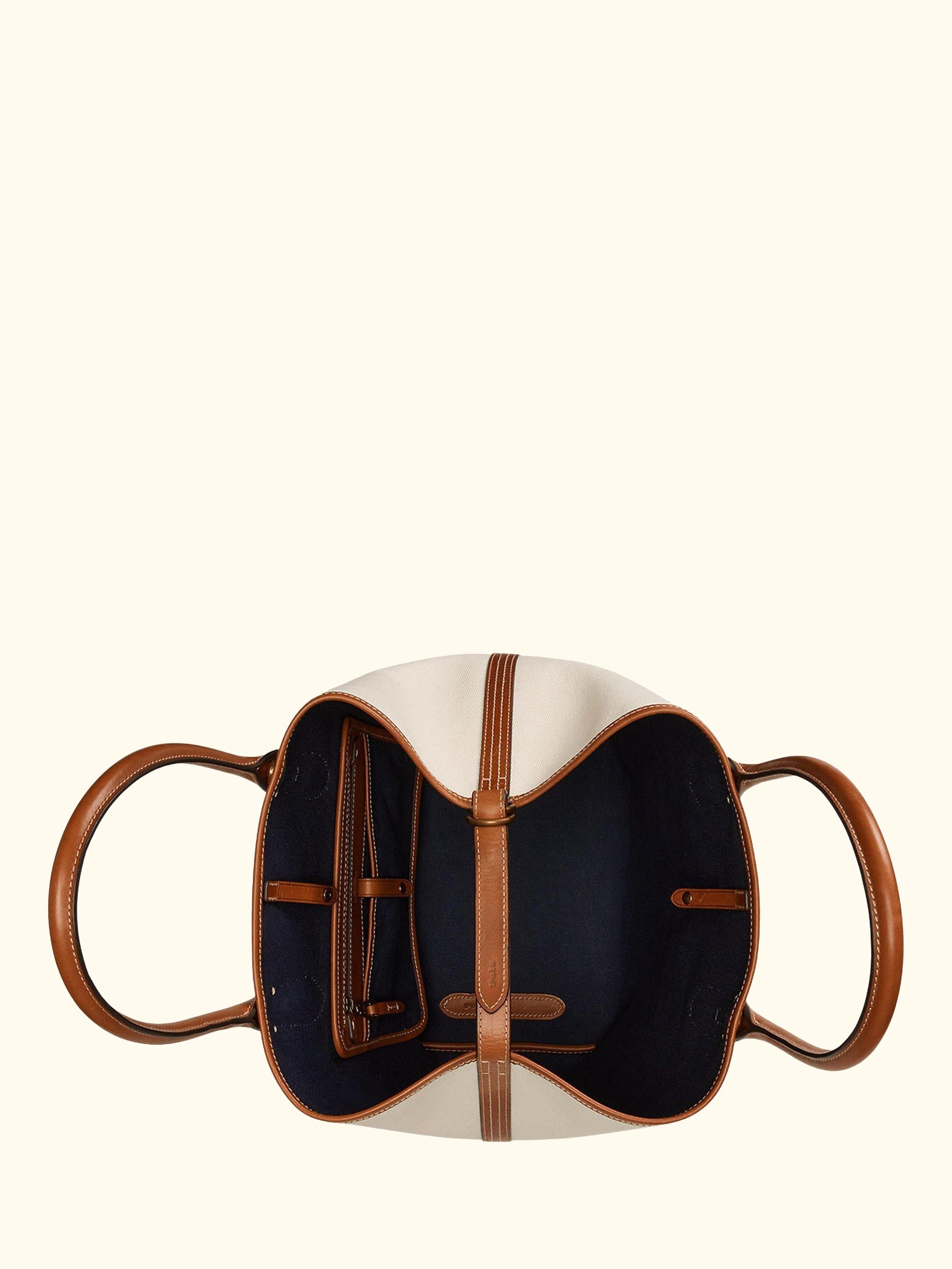 Polo Ralph Lauren Canvas Tote Bag, Natural/Navy