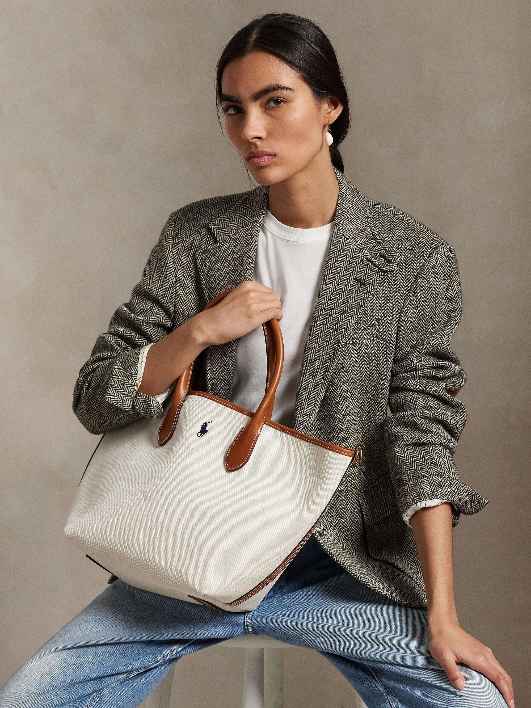 Polo Ralph Lauren Canvas Tote Bag, Natural/Navy