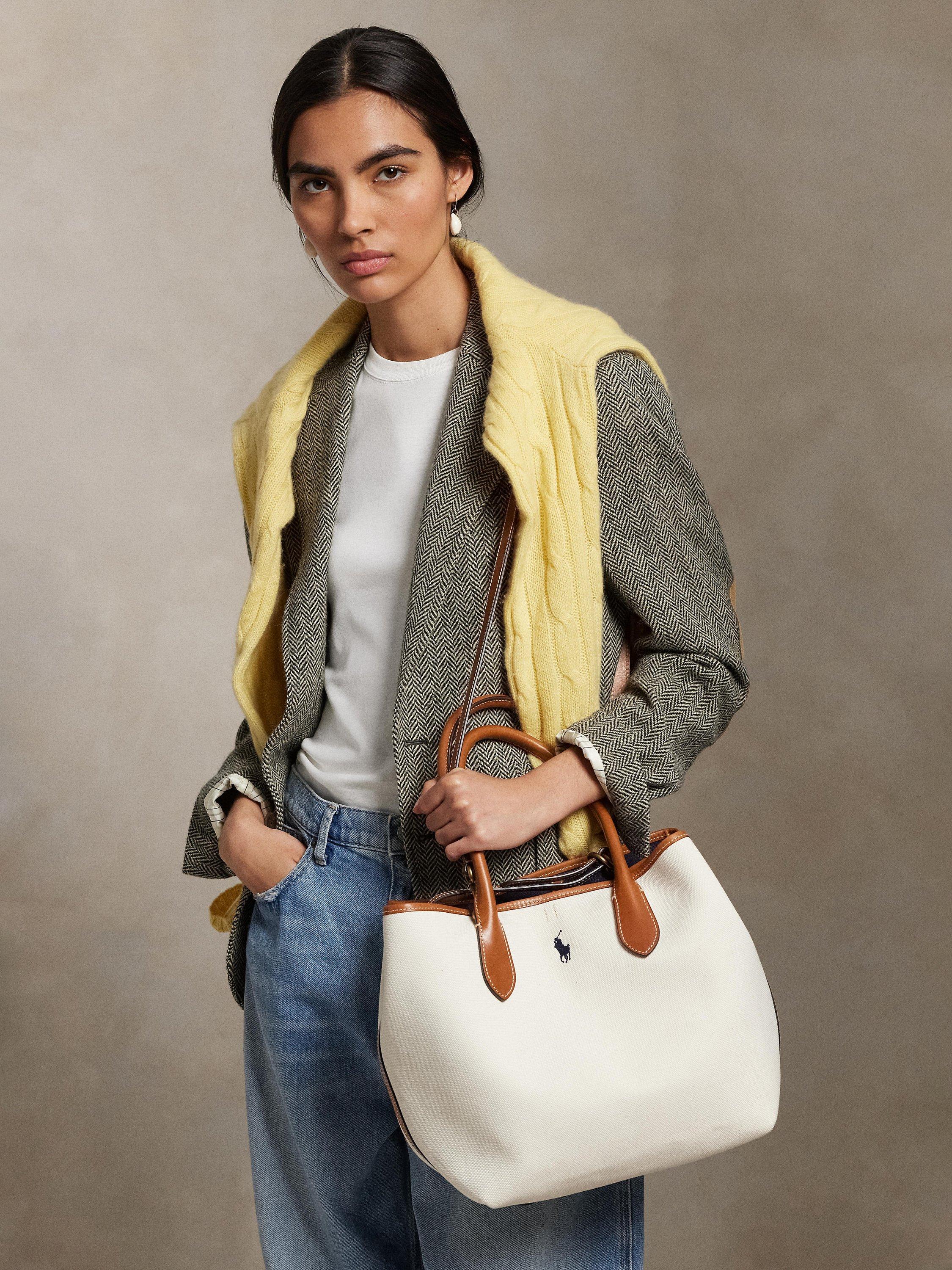Polo Ralph Lauren Canvas Tote Bag, Natural/Navy