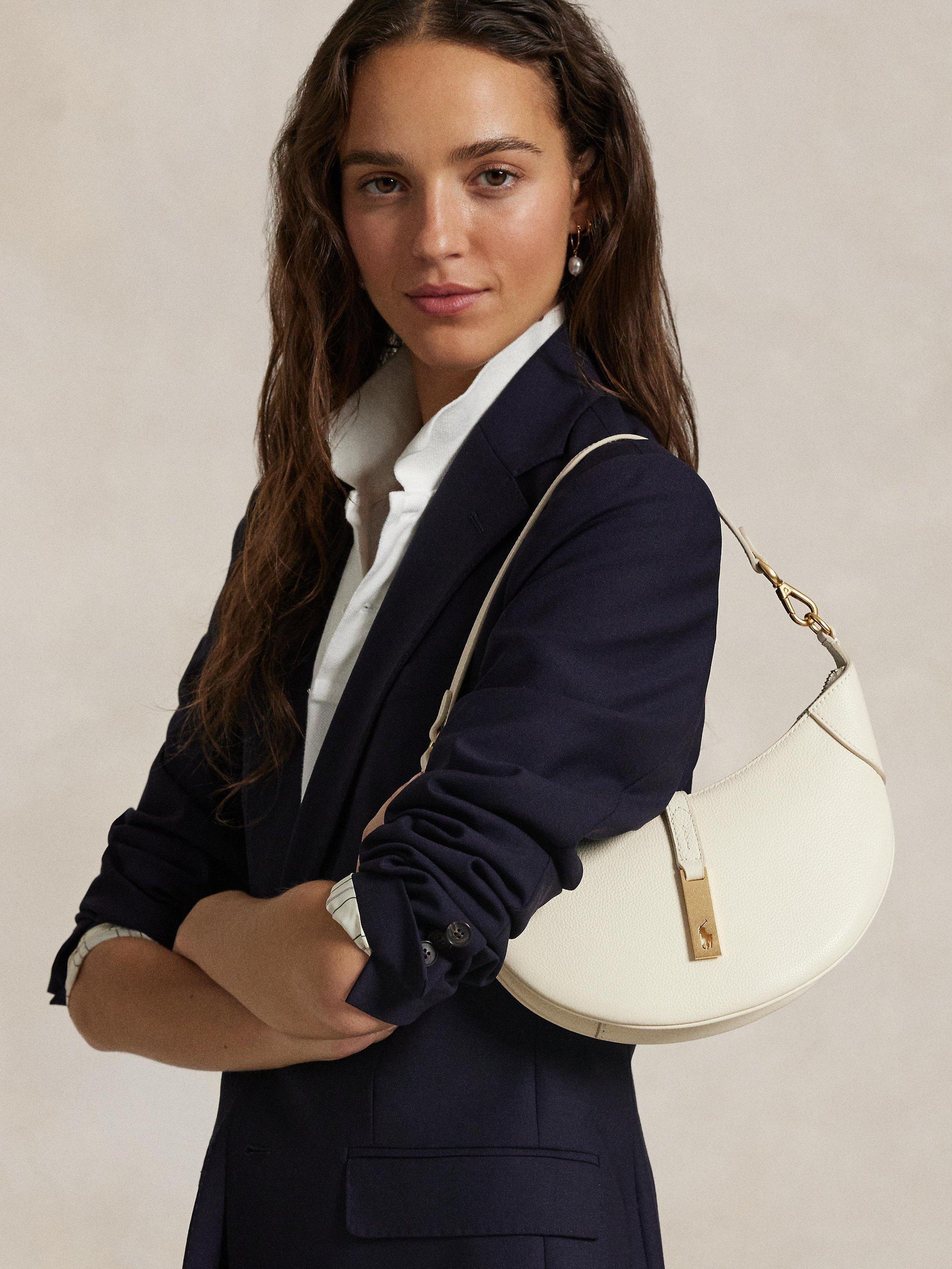 Polo Ralph Lauren Polo ID Mini Leather Shoulder Bag, White