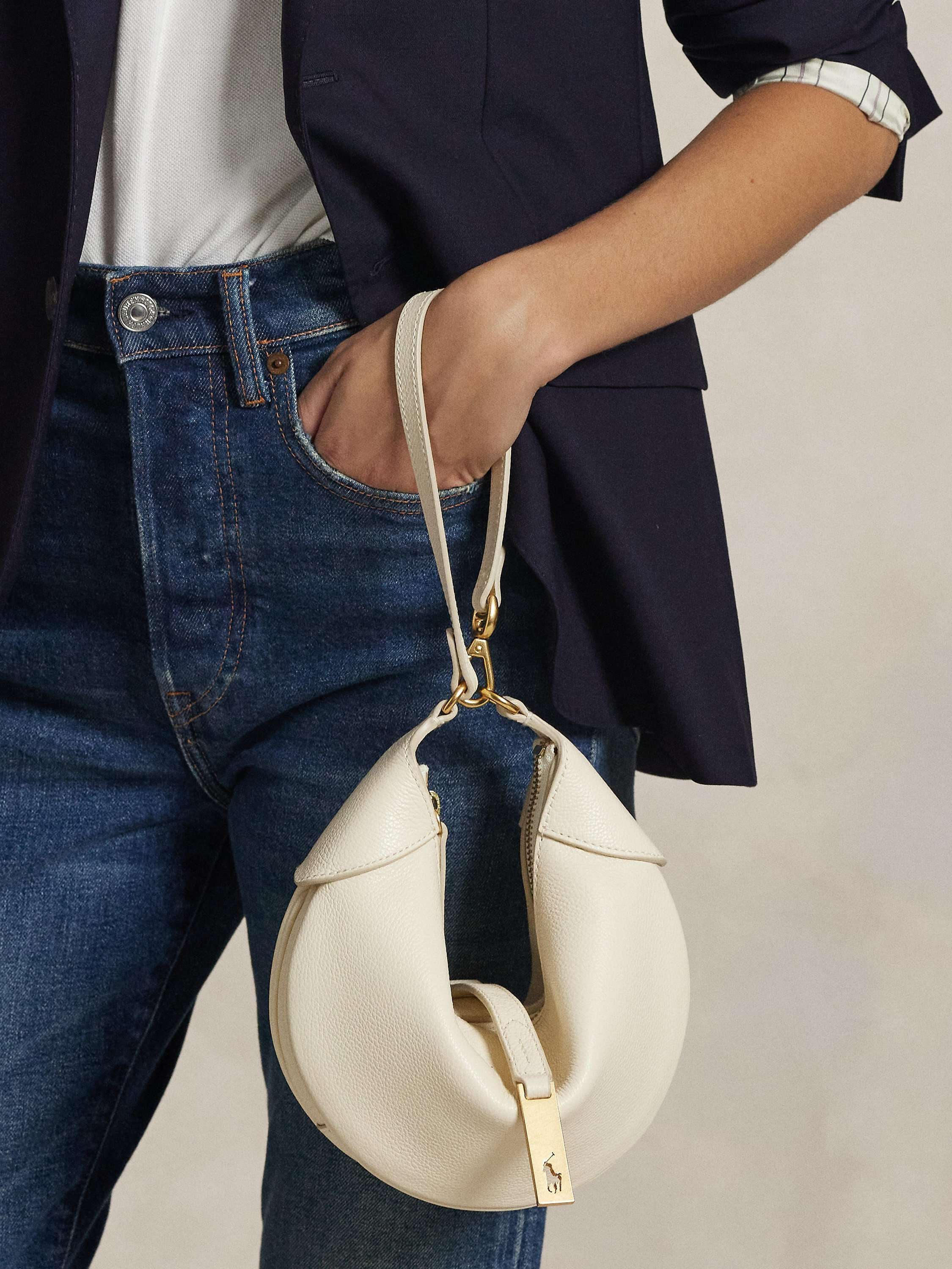 Polo Ralph Lauren Polo ID Mini Leather Shoulder Bag, White