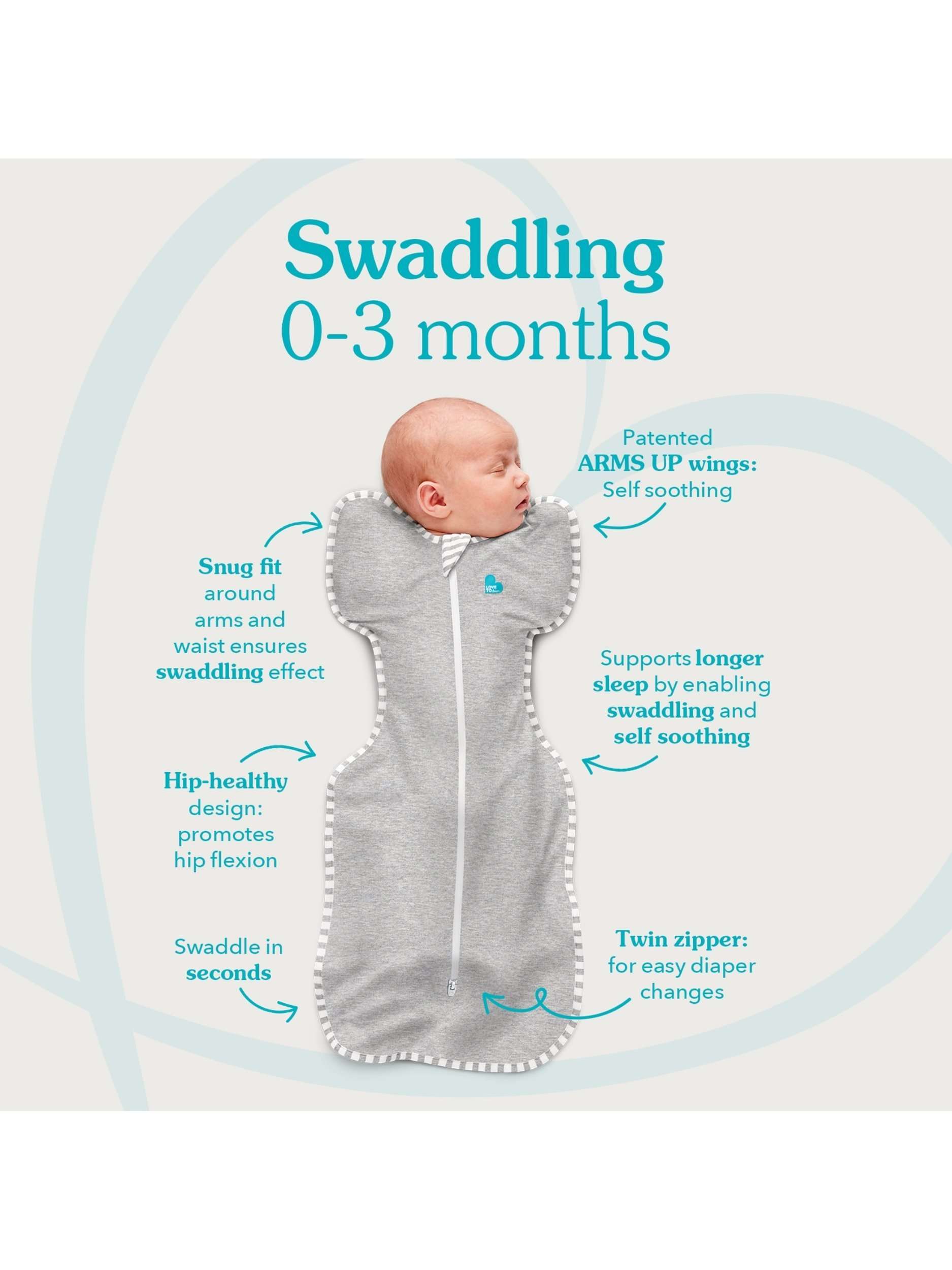 Swaddle Up, Organic Cotton & Merino Wool Baby Sleeping Bag, 2.5Tog, Charcoal