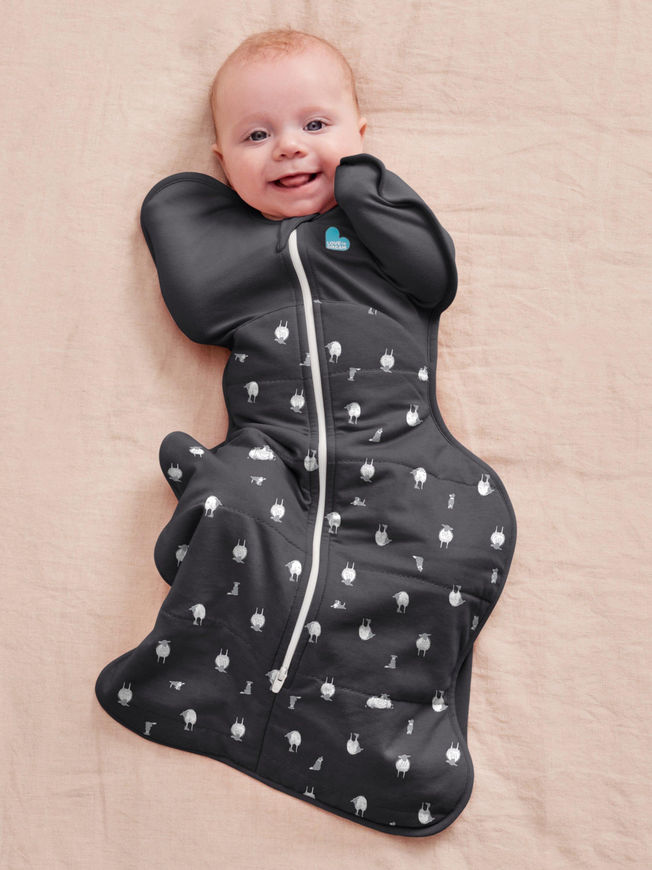 Swaddle Up, Organic Cotton & Merino Wool Baby Sleeping Bag, 2.5Tog, Charcoal